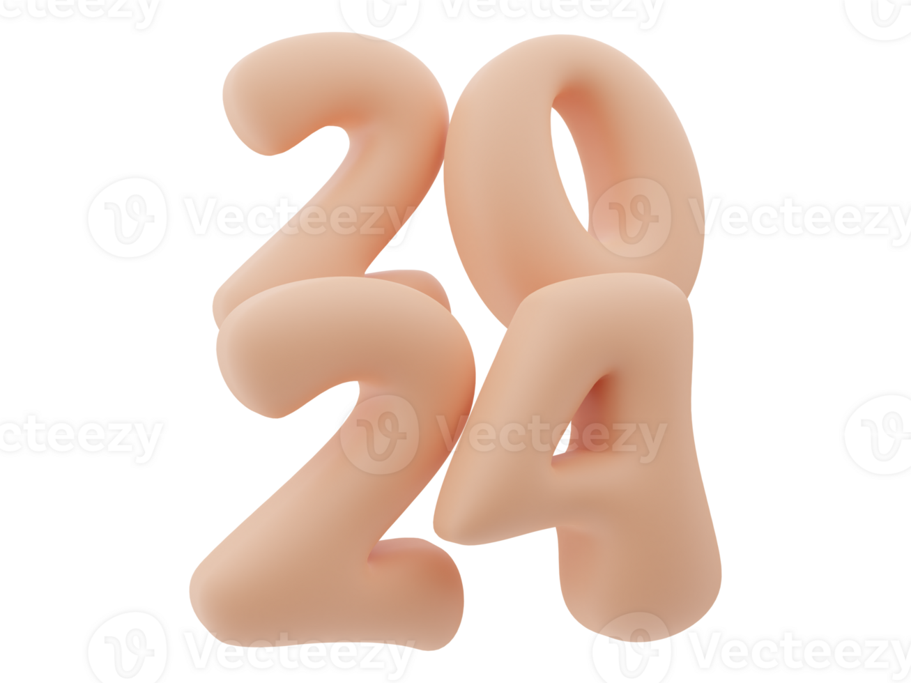 3D Typography of the New Year 2024, Inflate 3D Number Design png