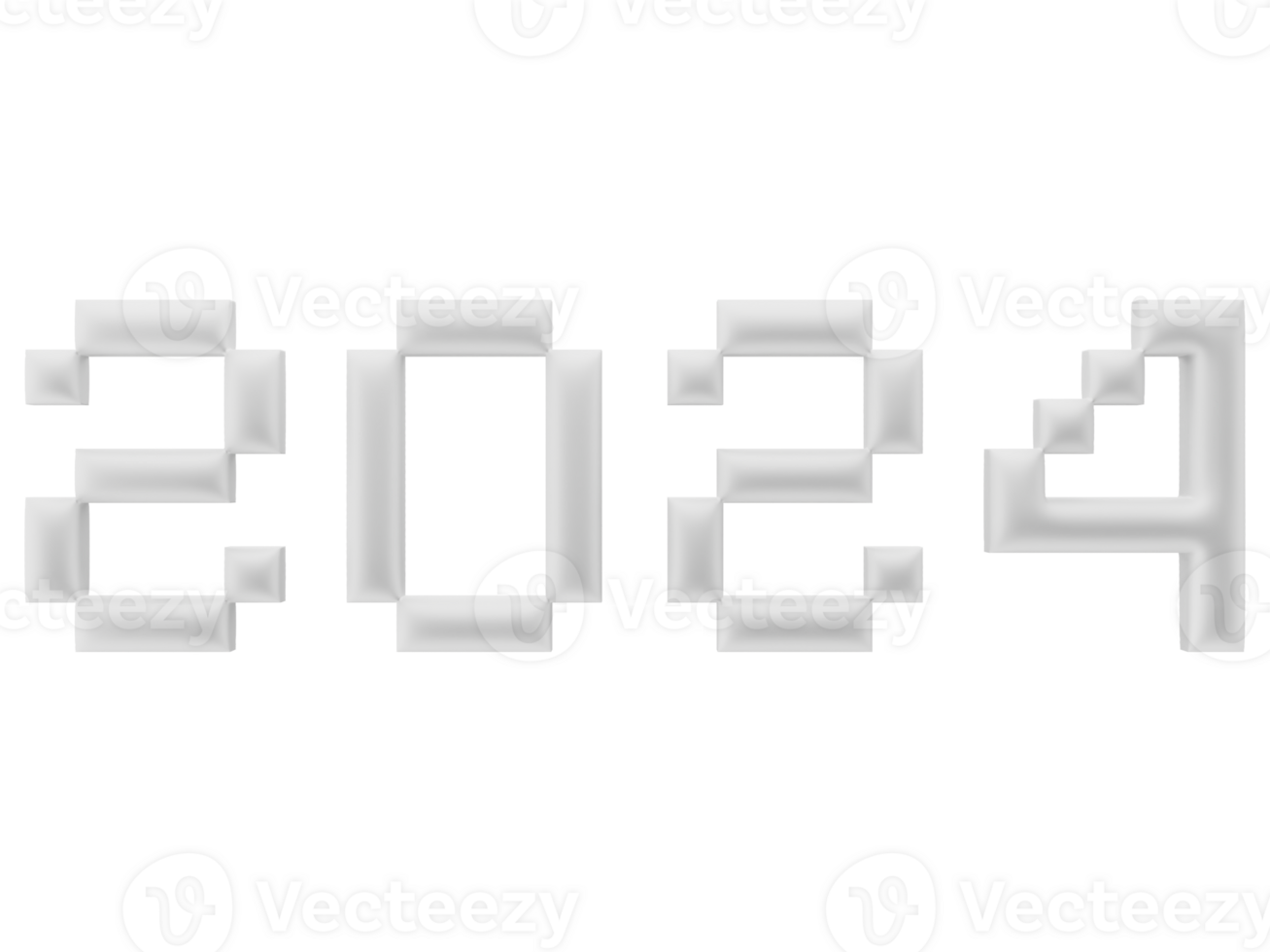 3D Typography of the New Year 2024, Inflate 3D Number Design png
