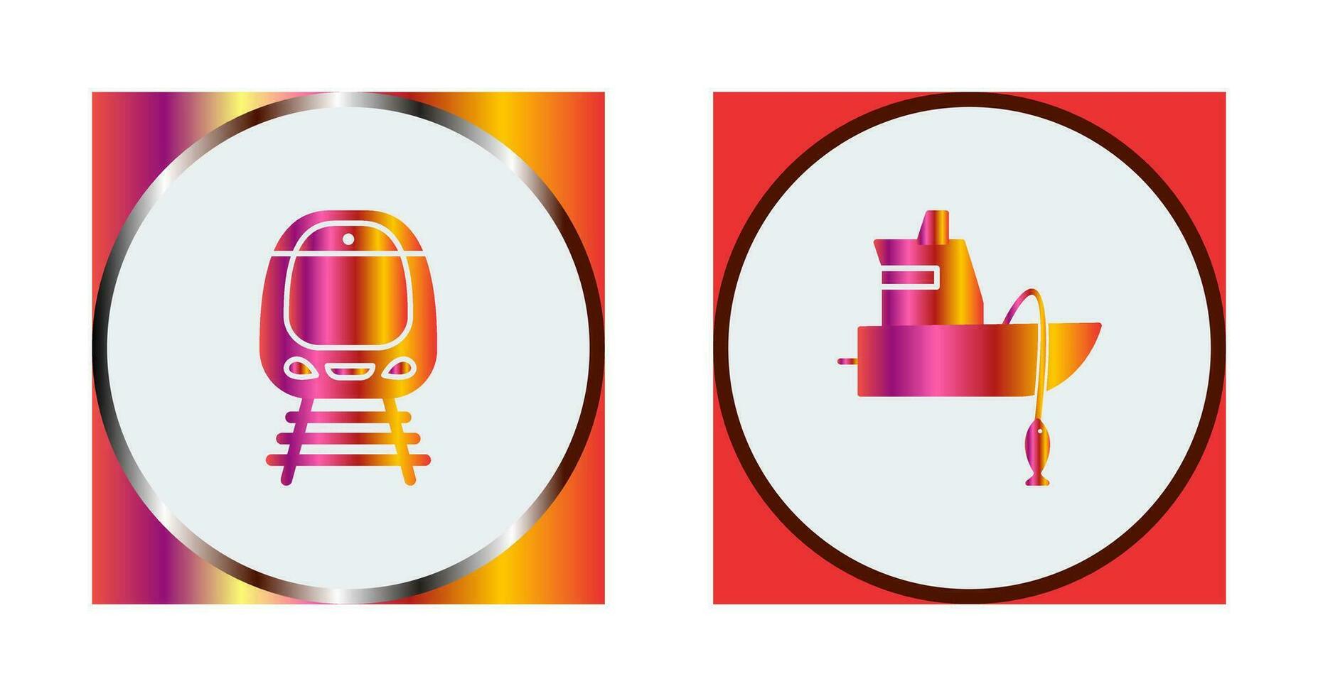 Train and Fishing Boat Icon vector