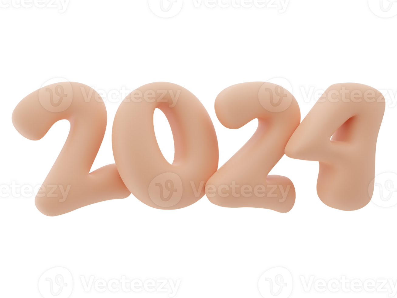 3D Typography of the New Year 2024, Inflate 3D Number Design png