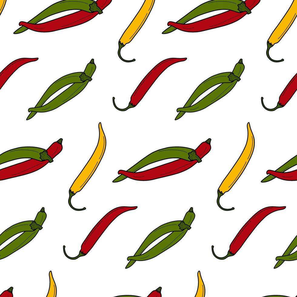 Abstract endless pattern of chili peppers in trendy bright shades vector