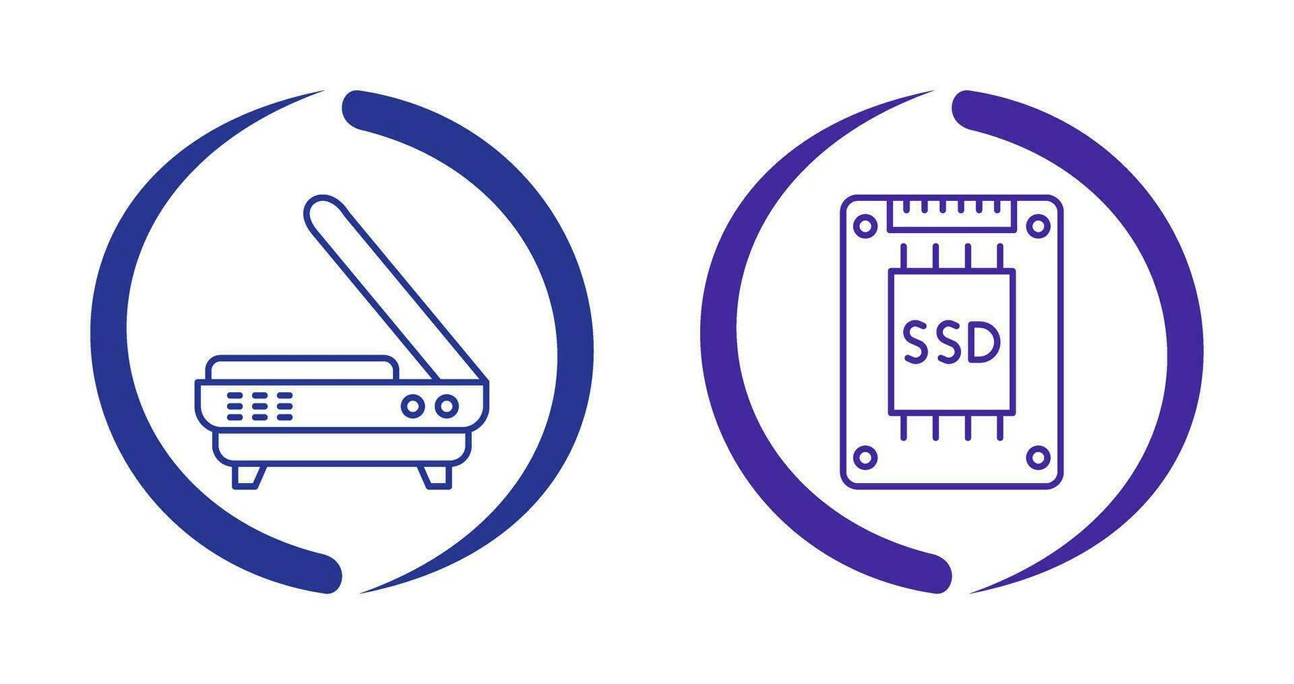 Scanner and Hard drive Icon vector