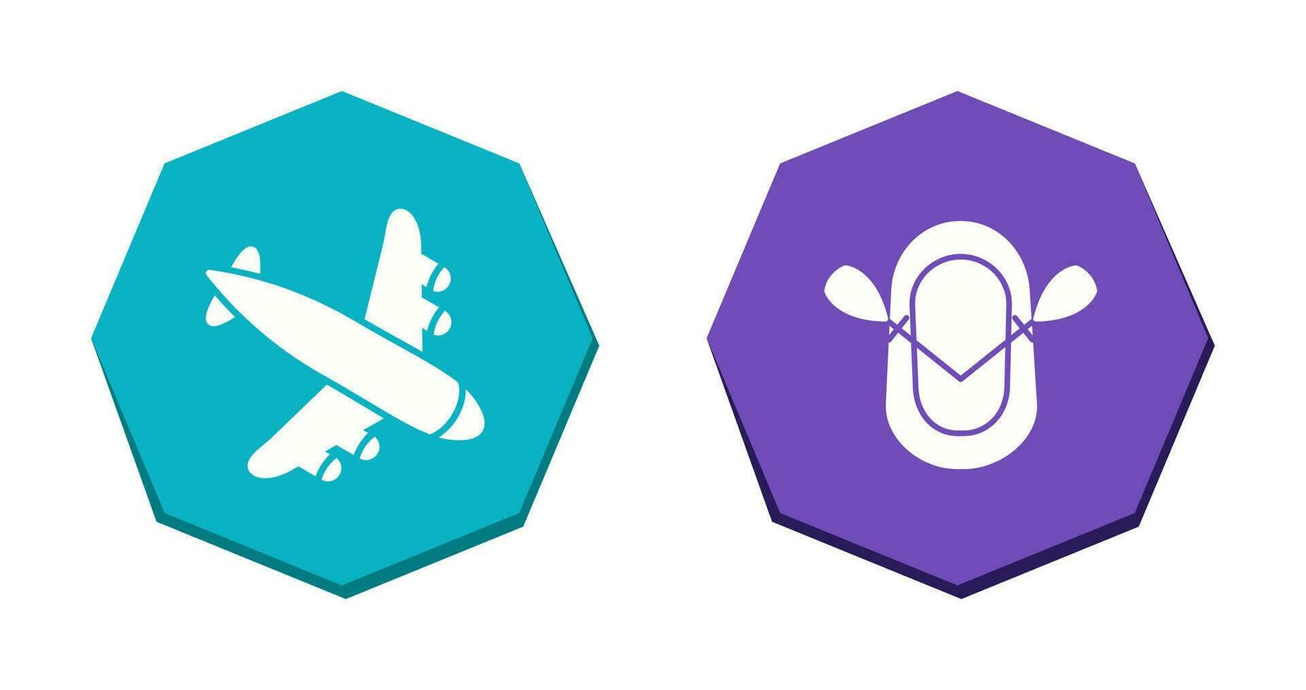 Landing Airplane and Dinghy Icon vector