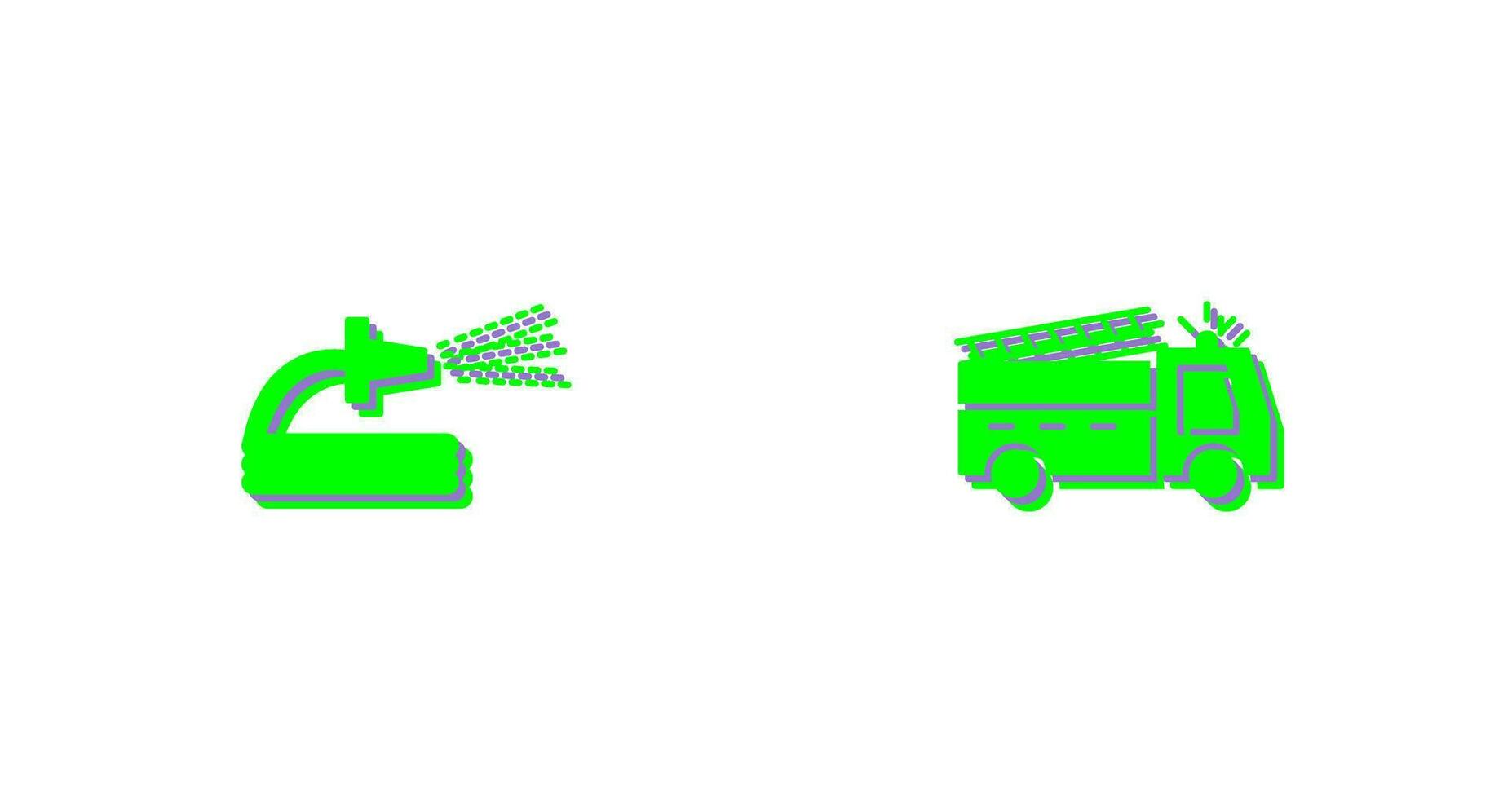 spraying water and fire truck  Icon vector