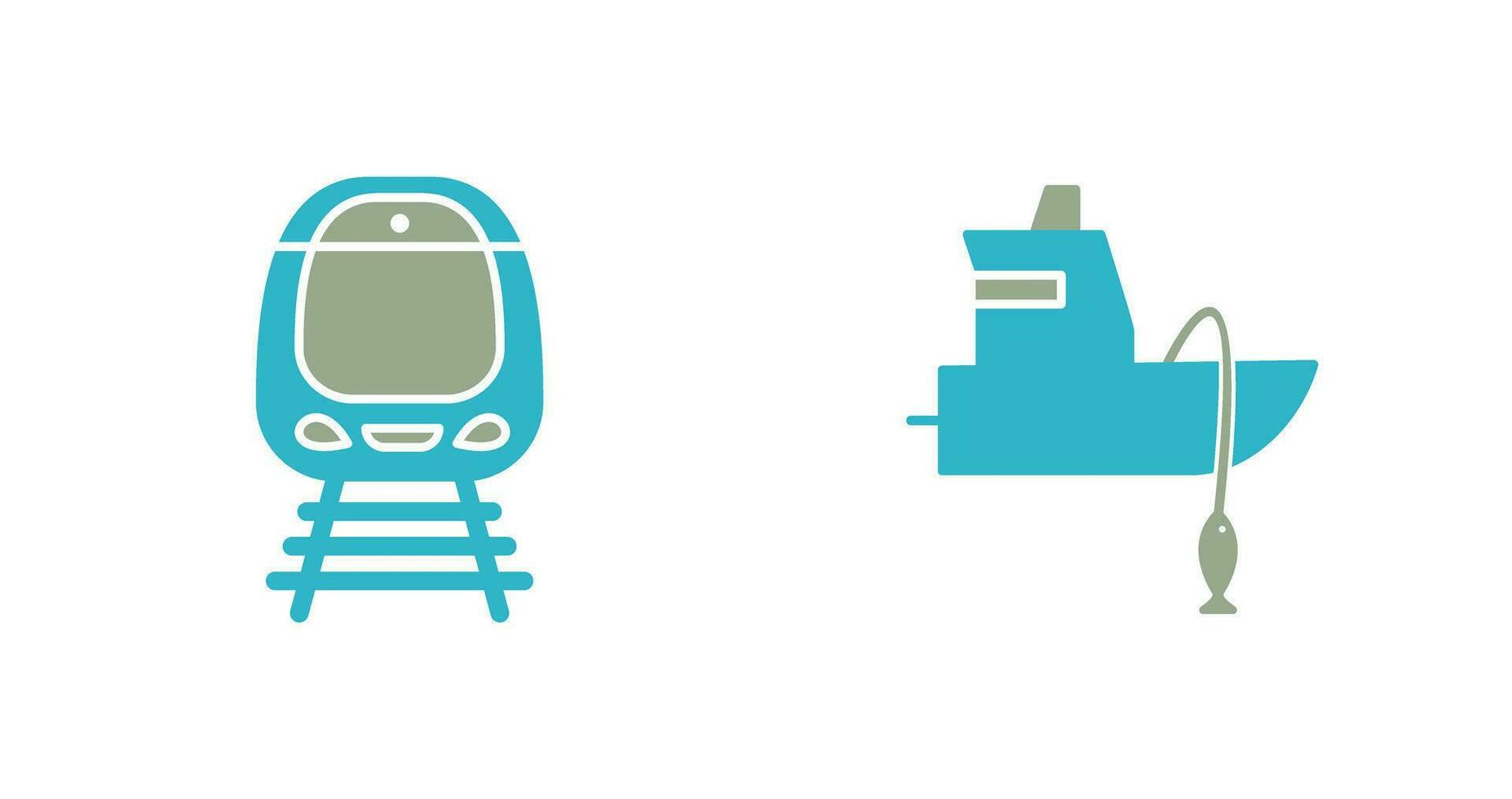 Train and Fishing Boat Icon vector