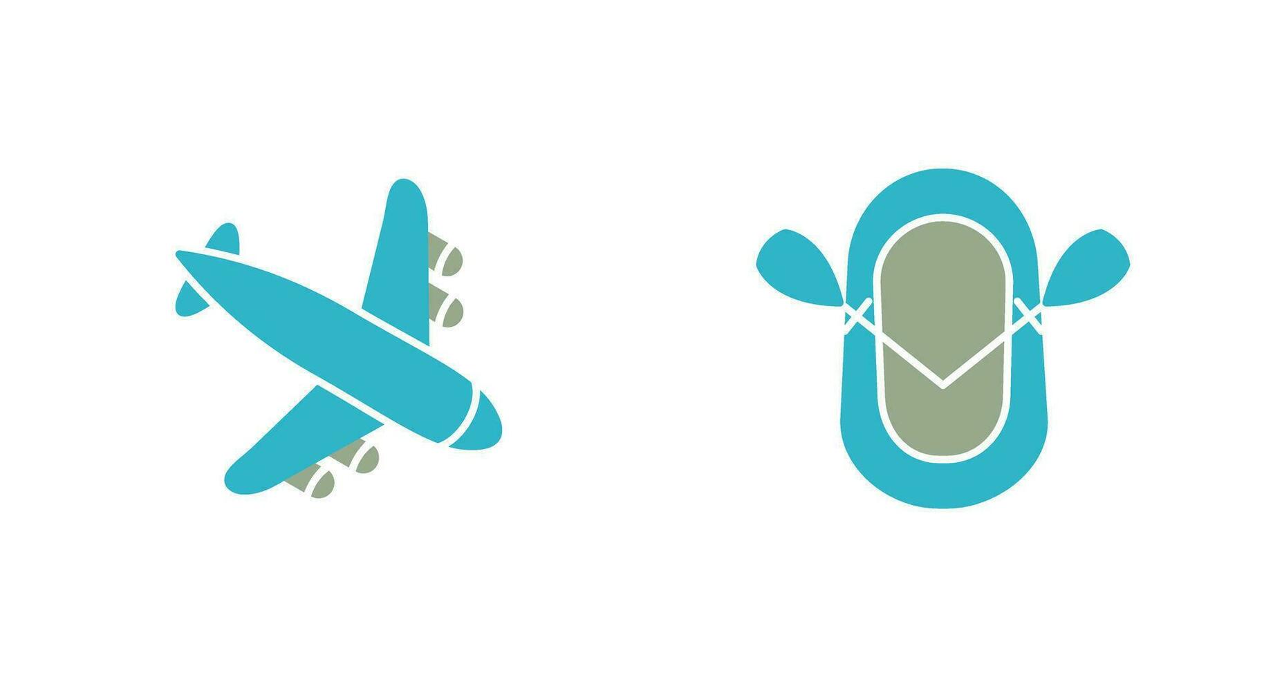 Landing Airplane and Dinghy Icon vector