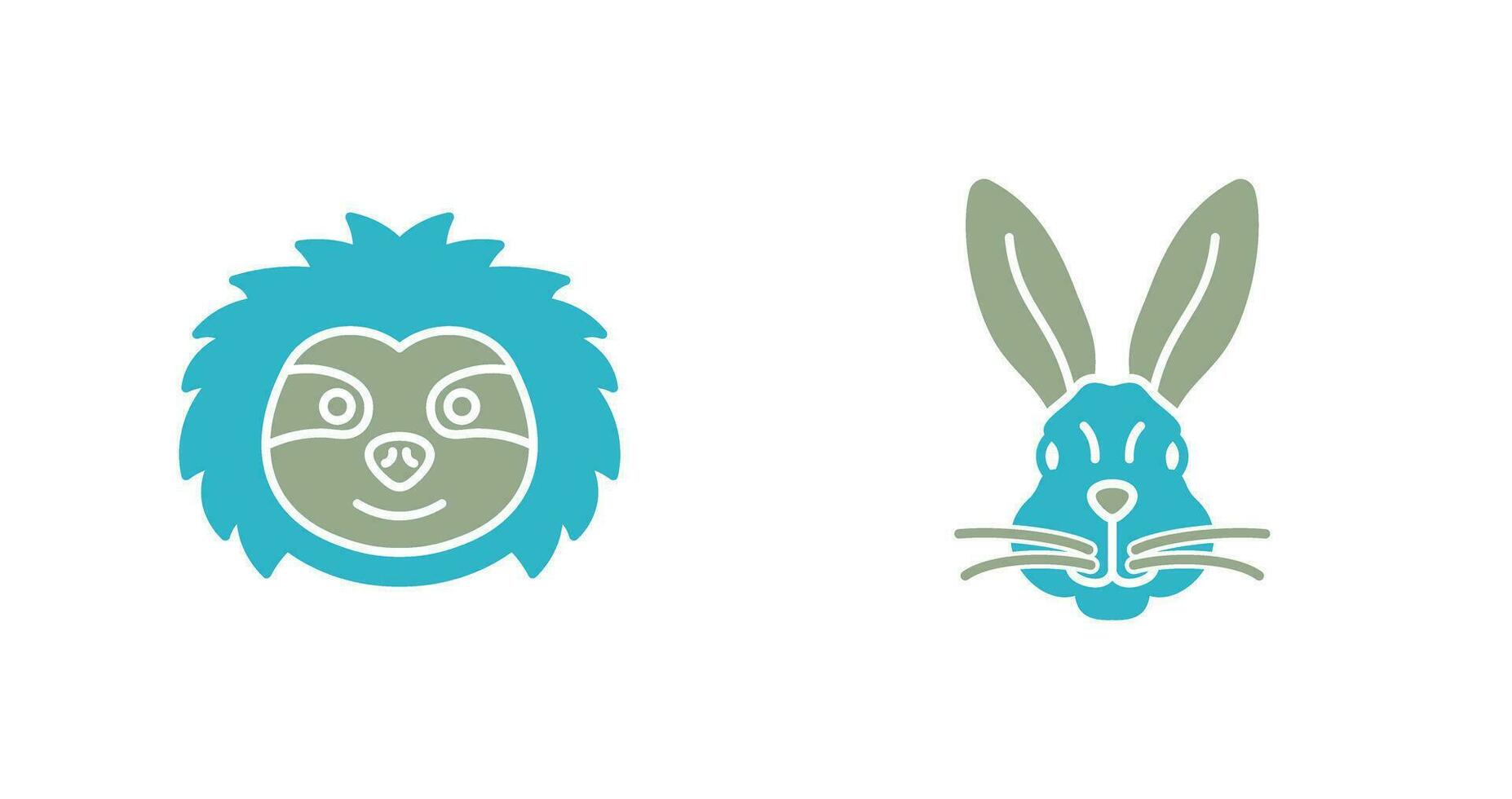 Sloth and Rabbit Icon vector
