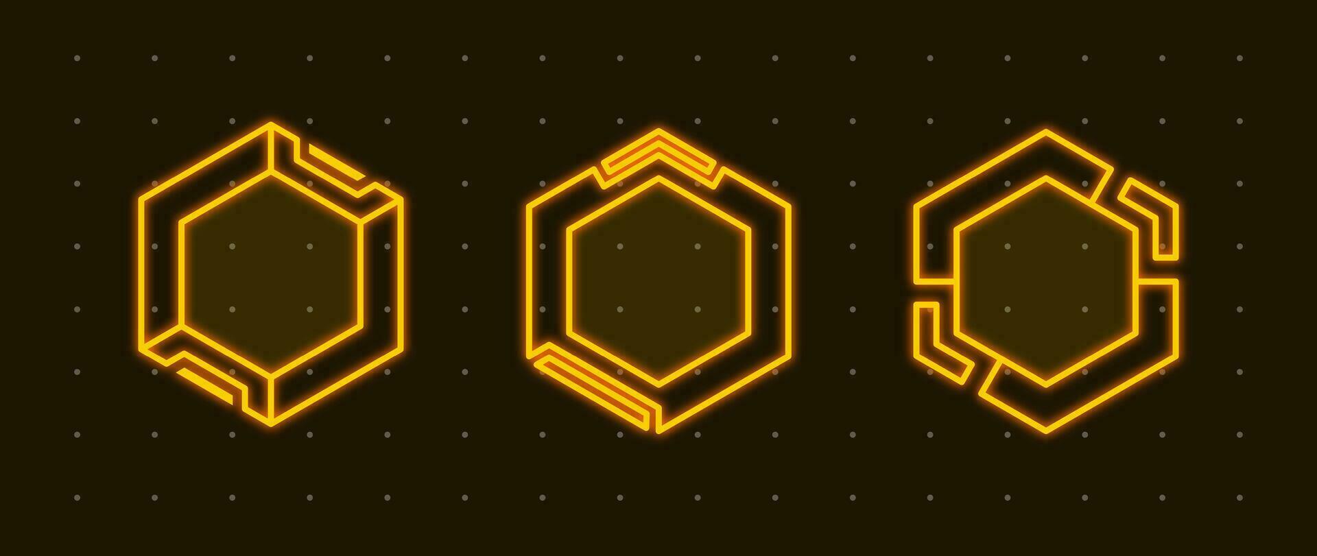 Futuristic glow element vector illustration. Shiny hexagon effect decoration.