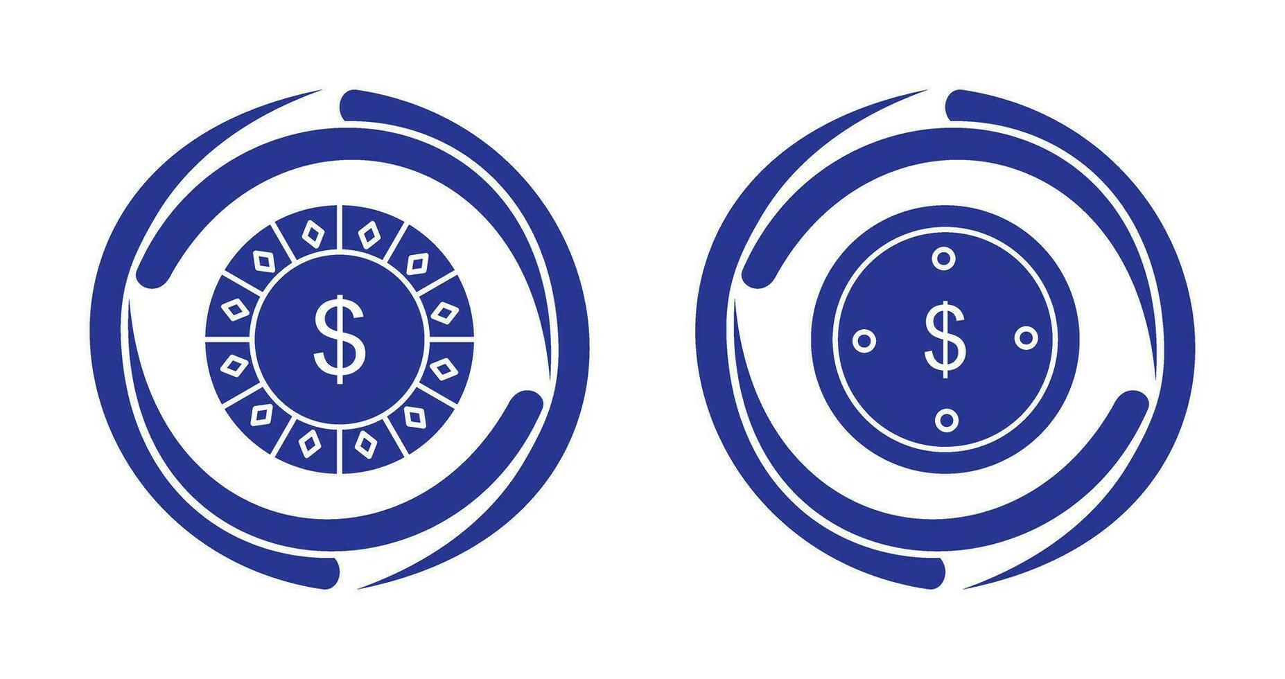 dollar chip and dolllar coin Icon vector