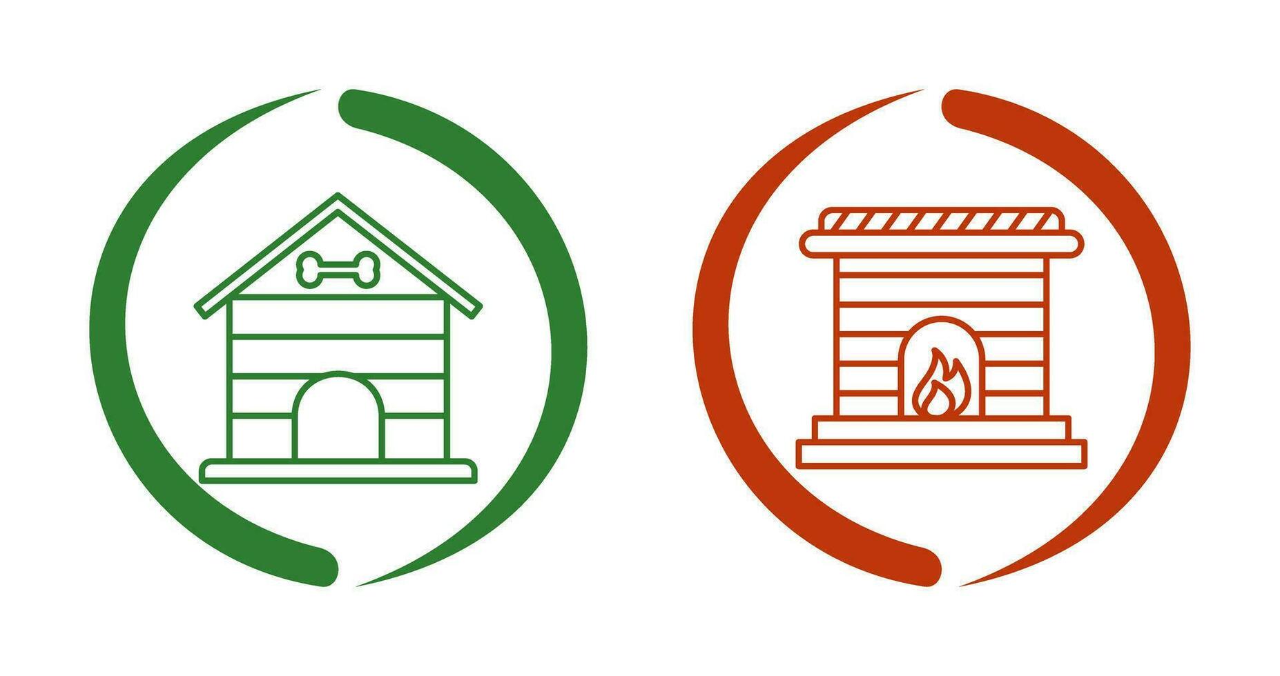 Dog House and Fireplace Icon vector