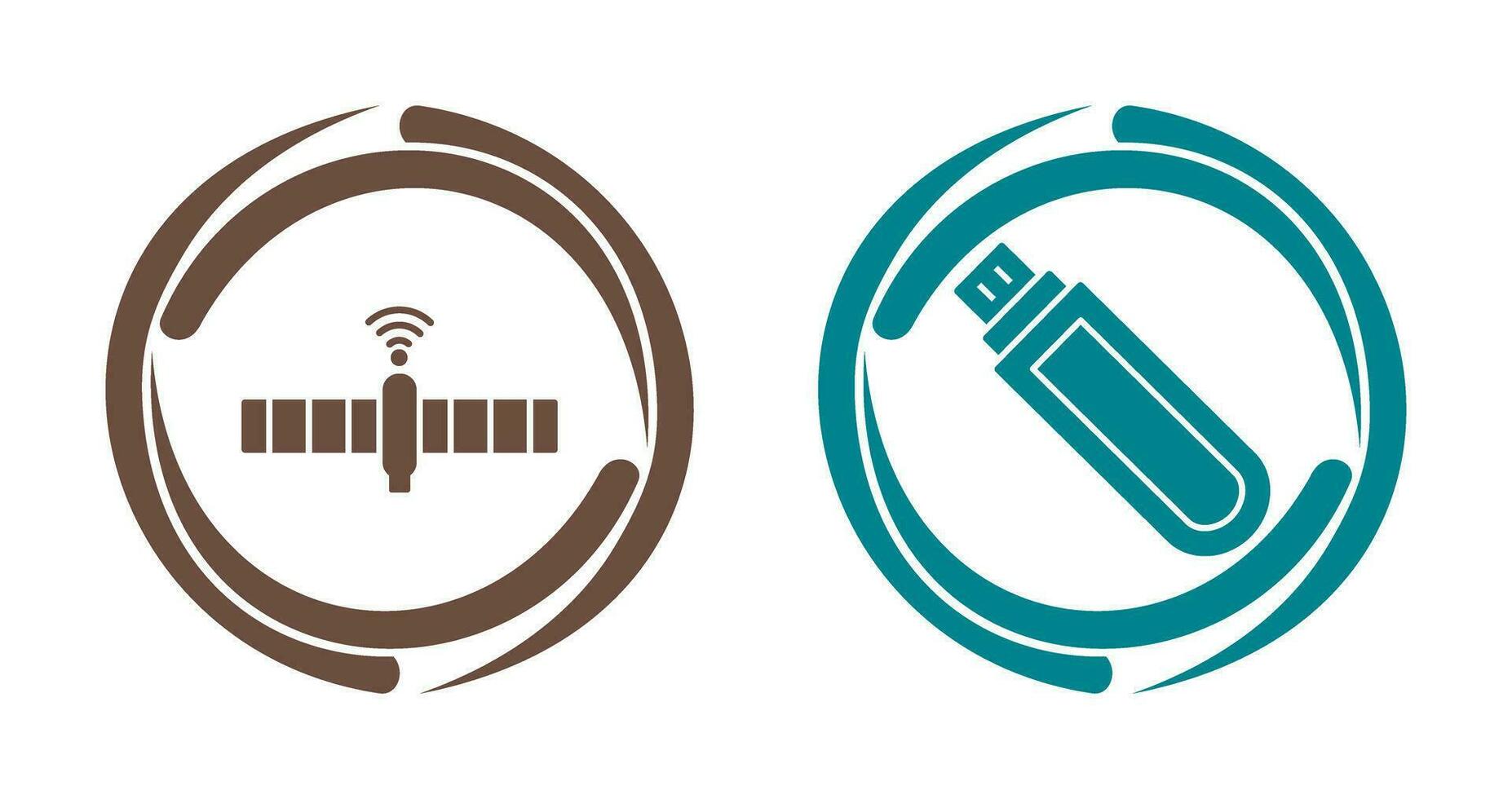 satélite y USB conducir icono vector