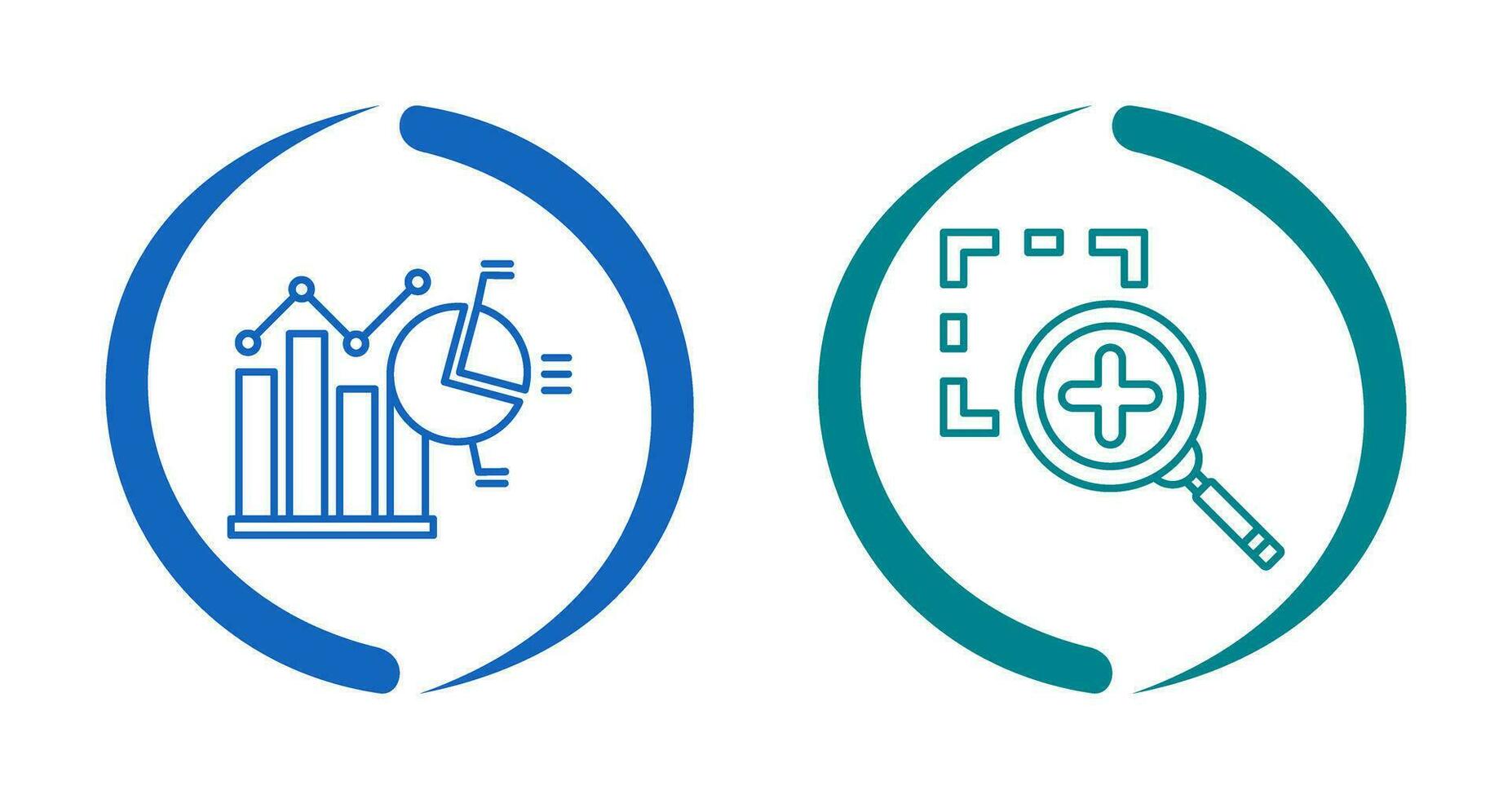 Bar Chat and Zoom In Icon vector