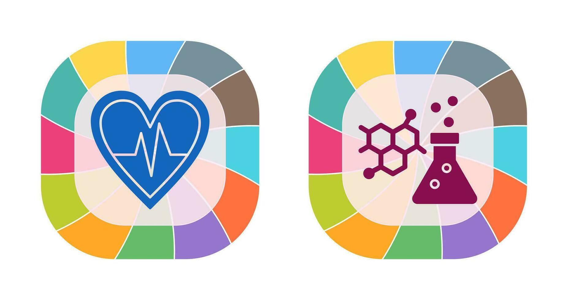 Cardiogram and Chemistry Icon vector