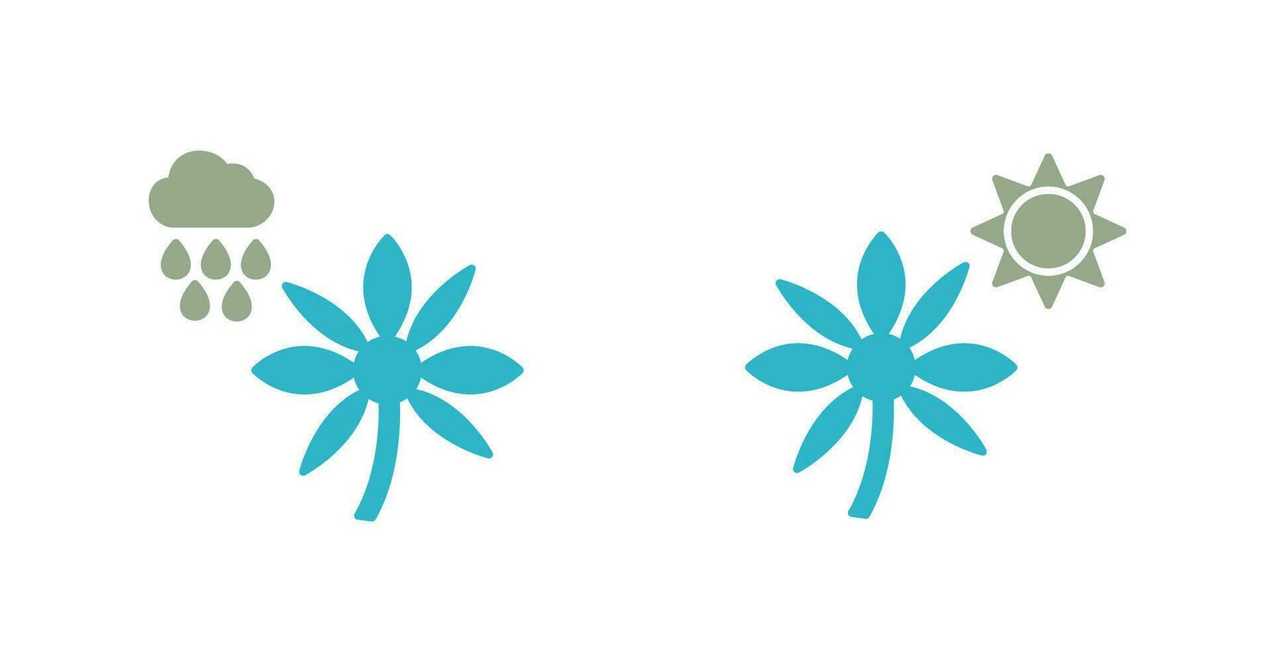 Flower with rain and Flower  Icon vector