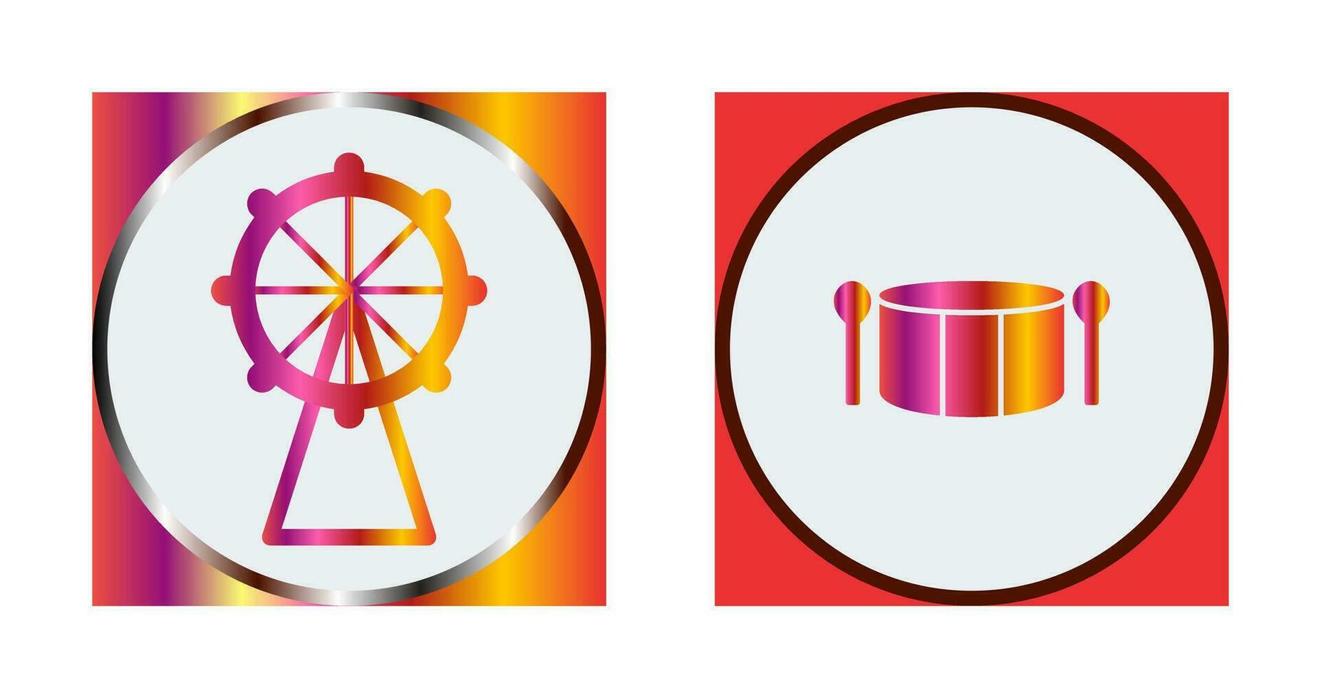Ferris Wheel and Drum Icon vector
