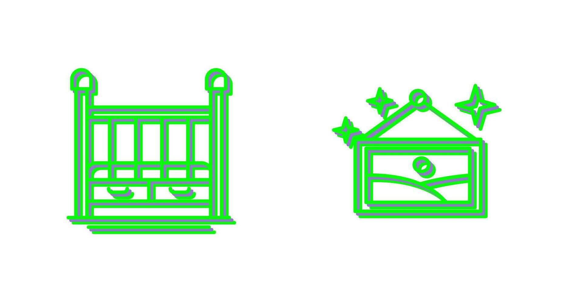 Baby Crib and Picture Icon vector