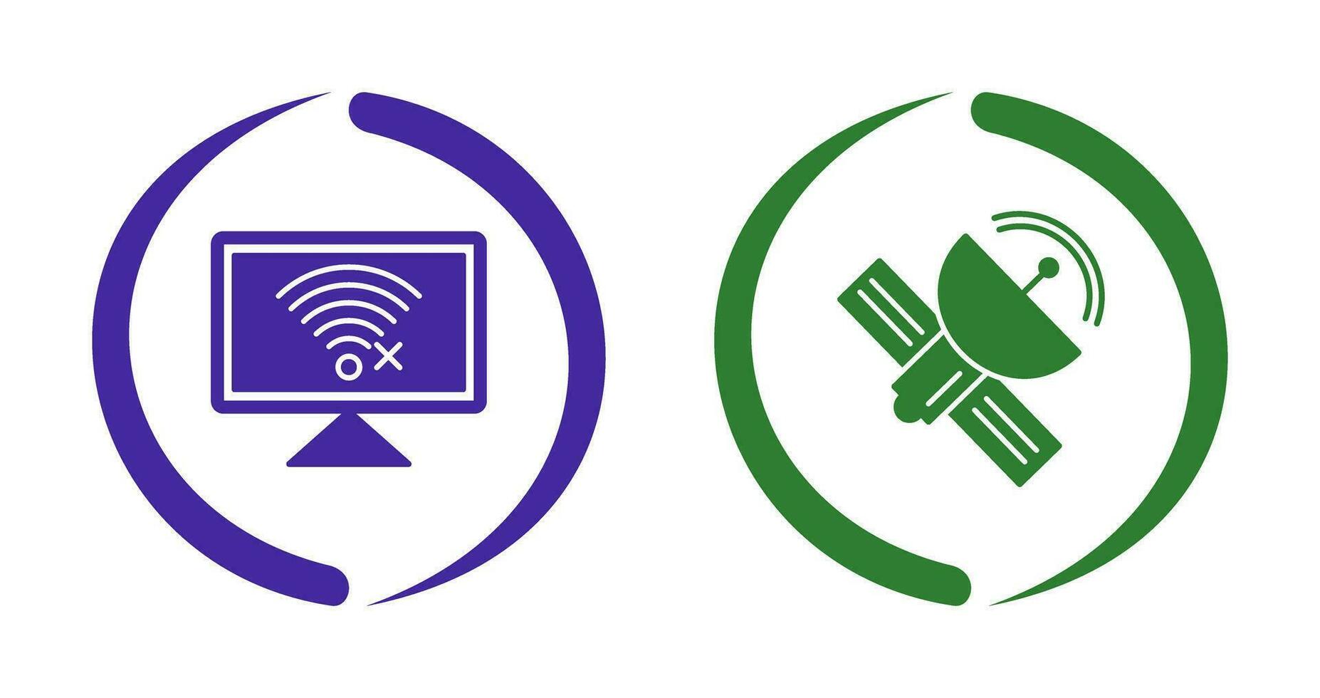 Disconnected Network and Satellite Icon vector