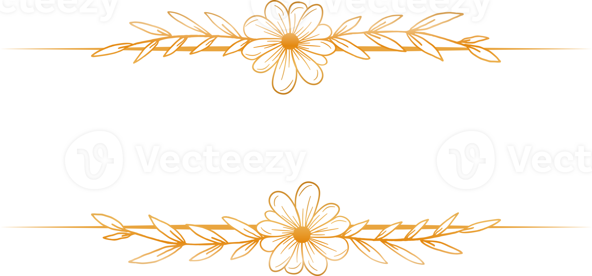 Gold Rectangular text frame with hand drawn floral frame png