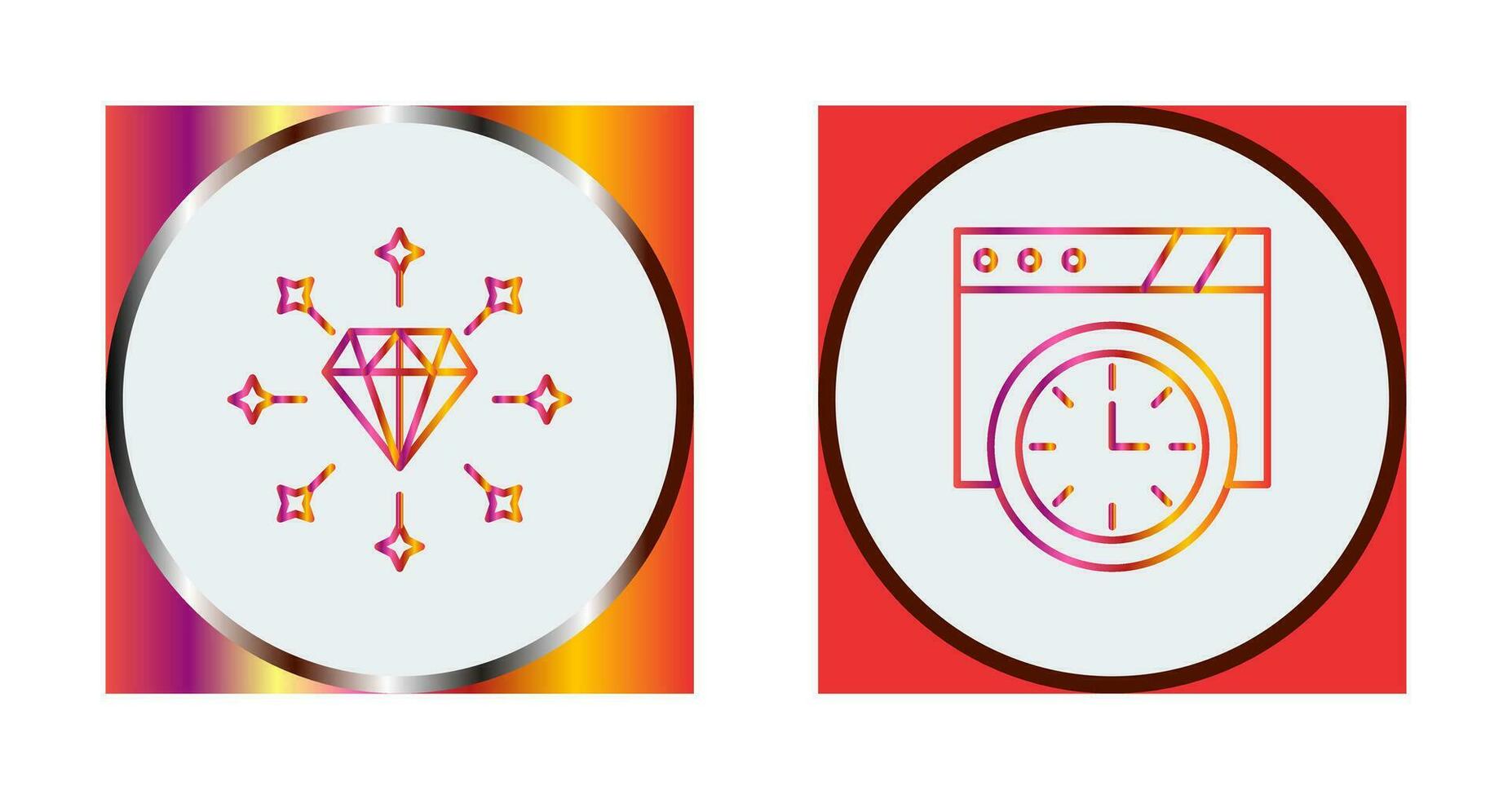 diamante y pared reloj icono vector