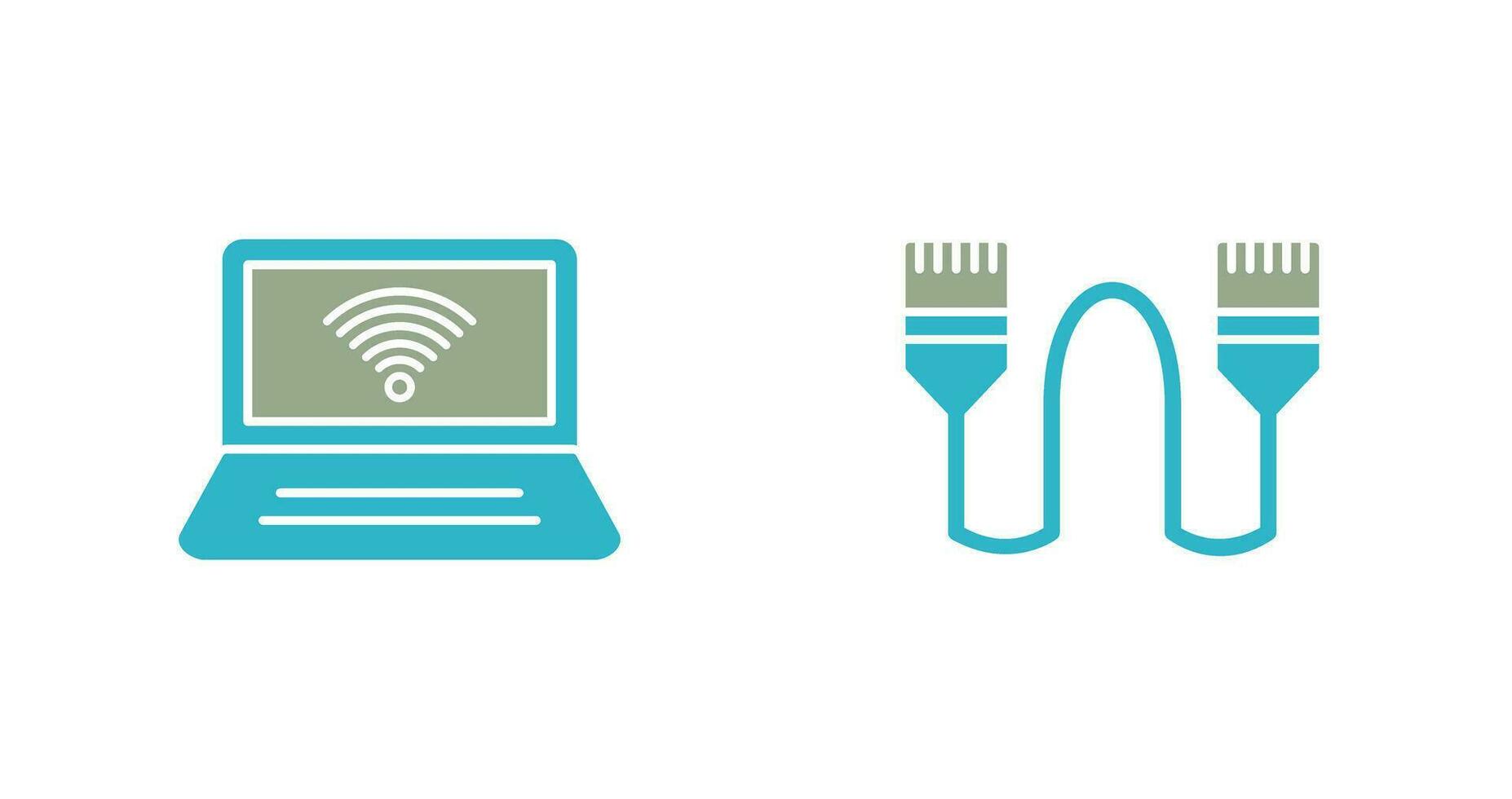 Connected Laptop and Internet Cable Icon vector