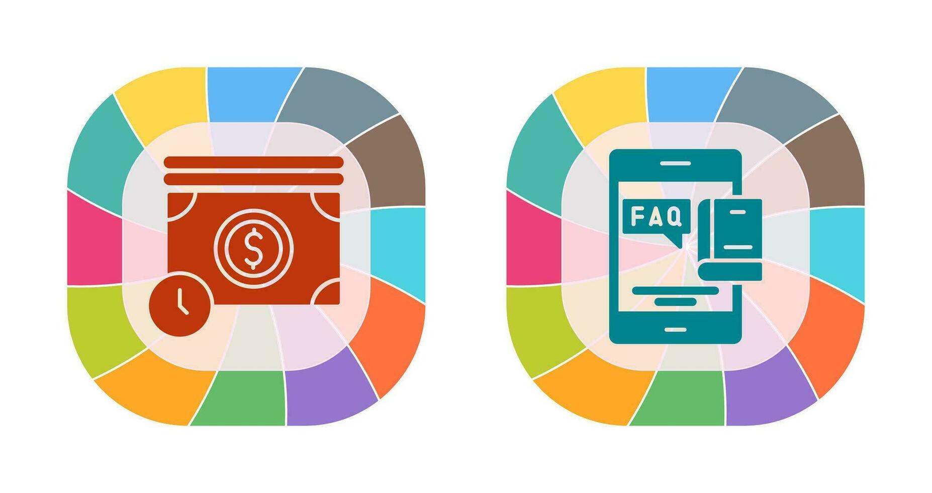 Time is Mony and Faq Icon vector