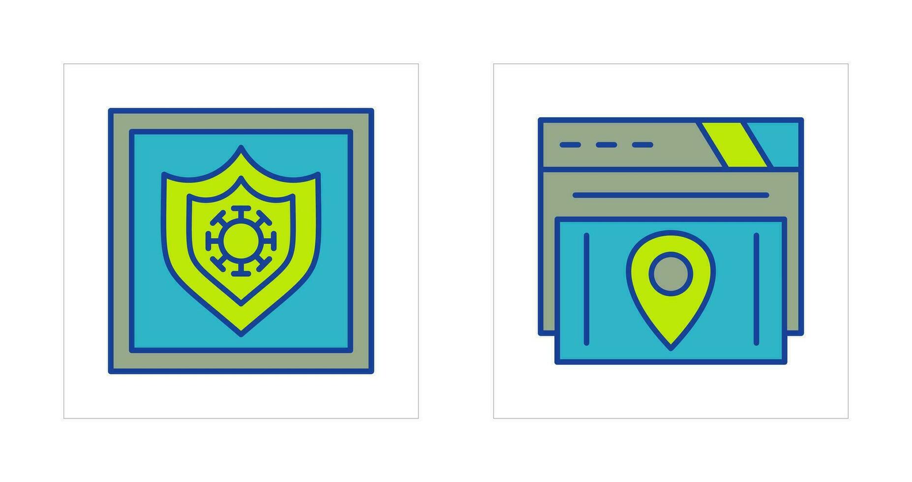 Shield and Map Location Icon vector