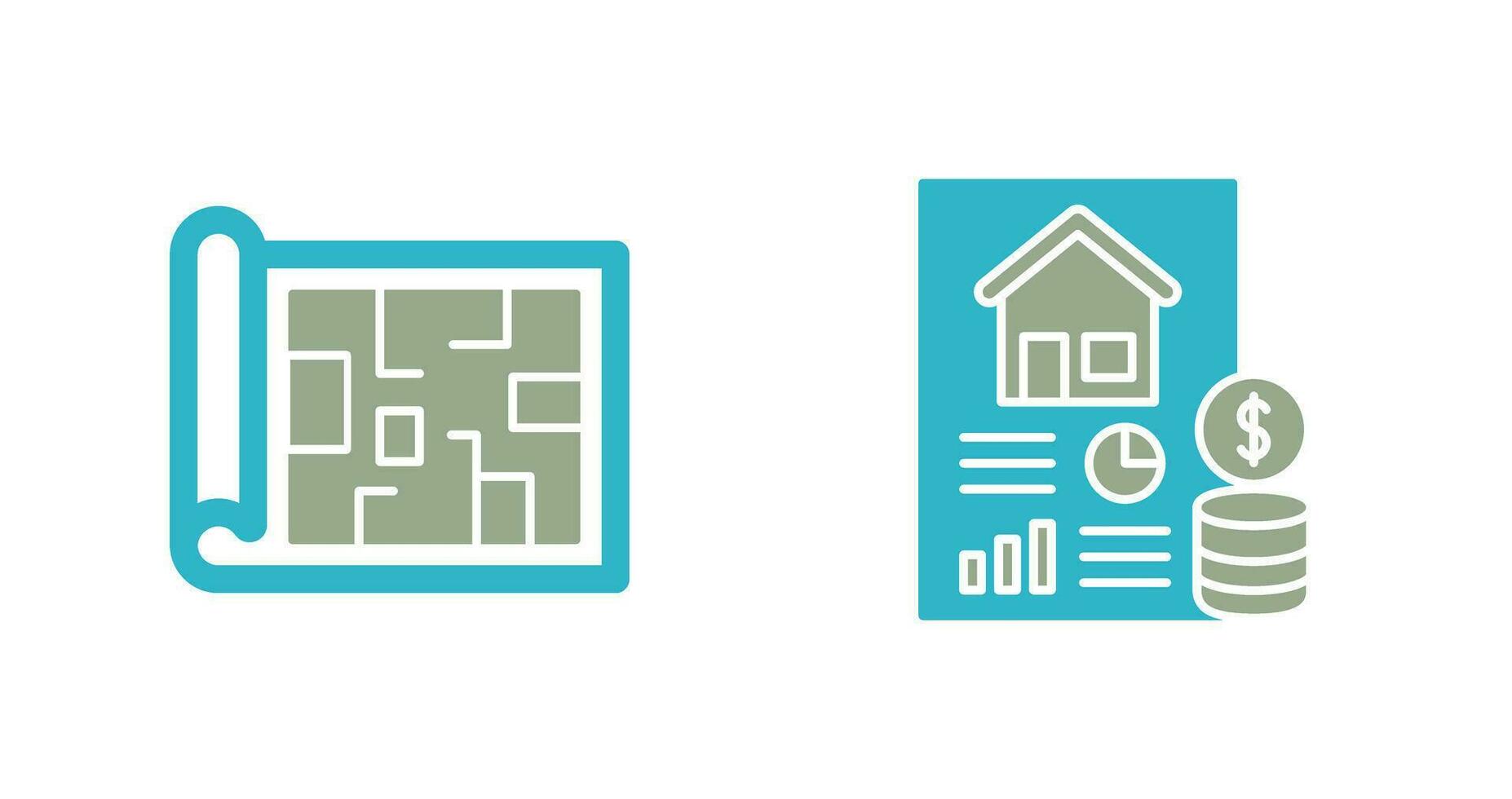 Blueprint and loan Icon vector