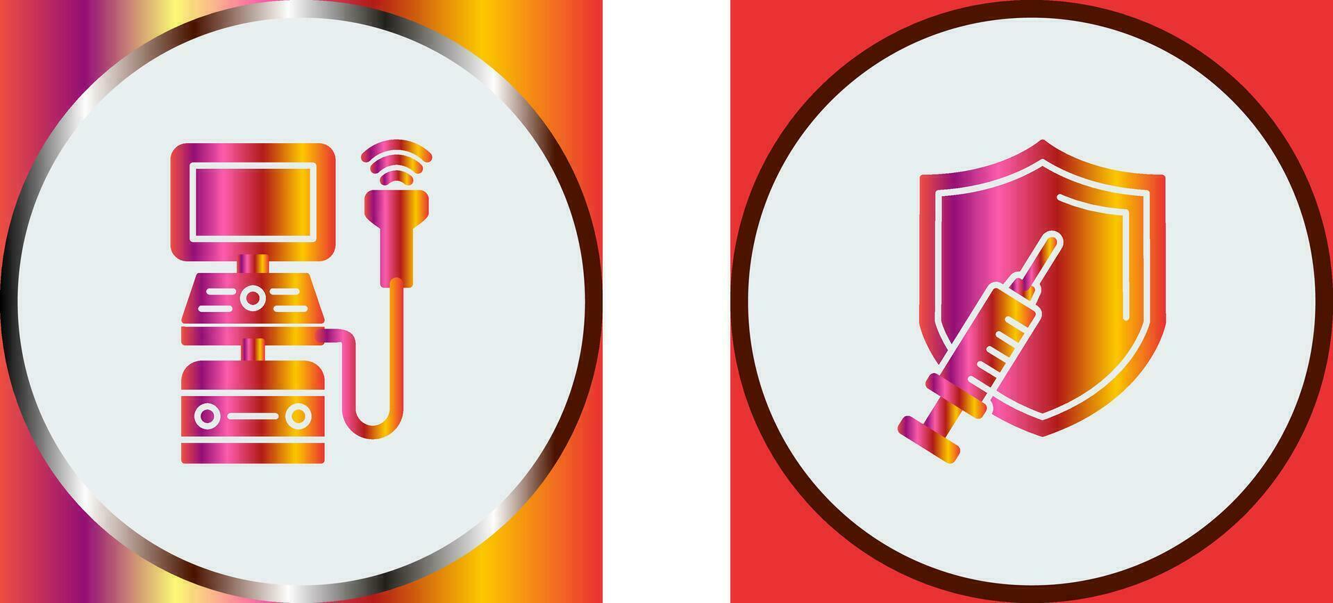 Ultrasound Machine and Vaccination Icon vector