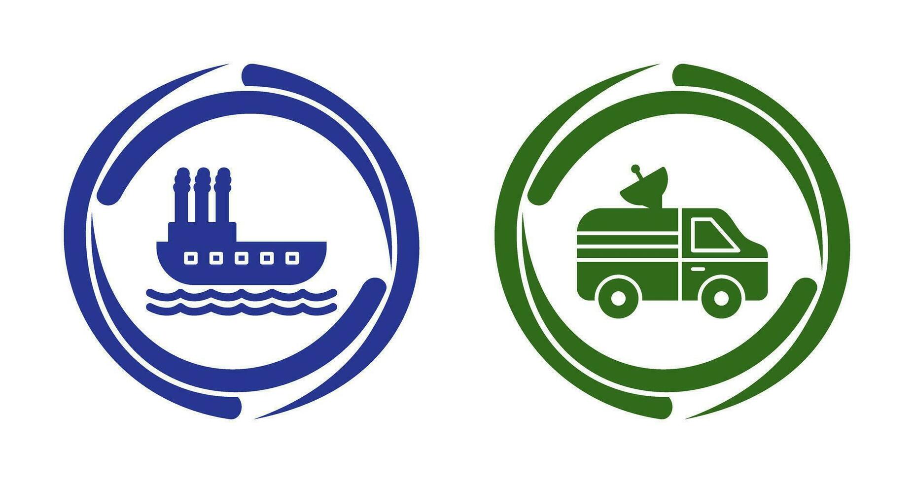 Steamboat and News Van Icon vector