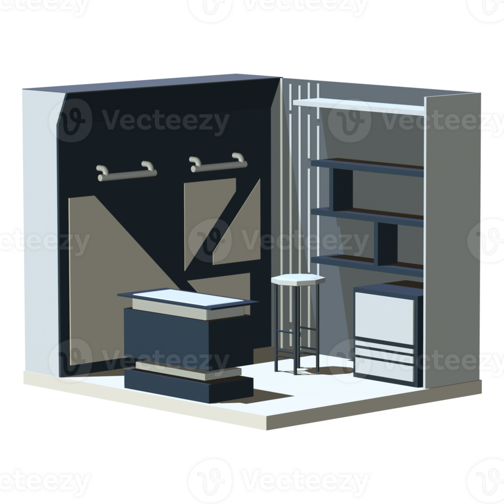 This minimalist 3d booth is perfect for a high end fashion boutique. It is modern and stylish, and will make your store look its best png