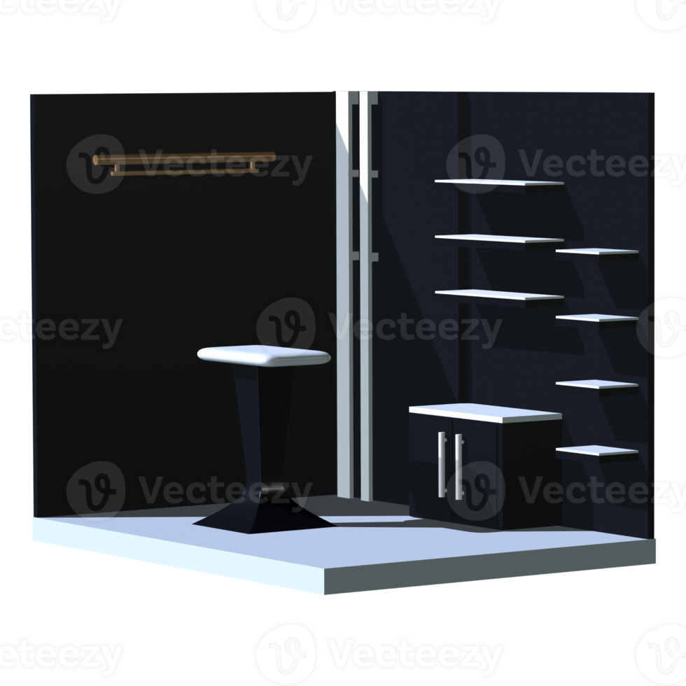 This minimalist 3d booth is perfect for a high end fashion boutique. It is modern and stylish, and will make your store look its best png