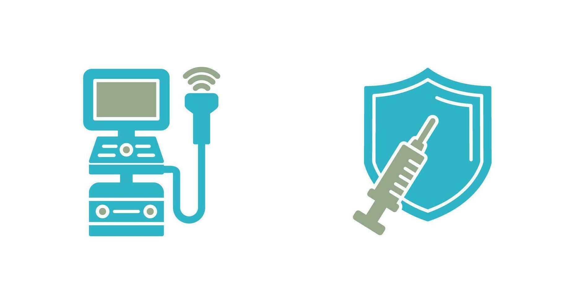 Ultrasound Machine and Vaccination Icon vector