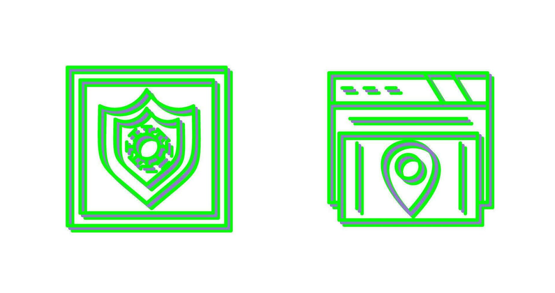 Shield and Map Location Icon vector