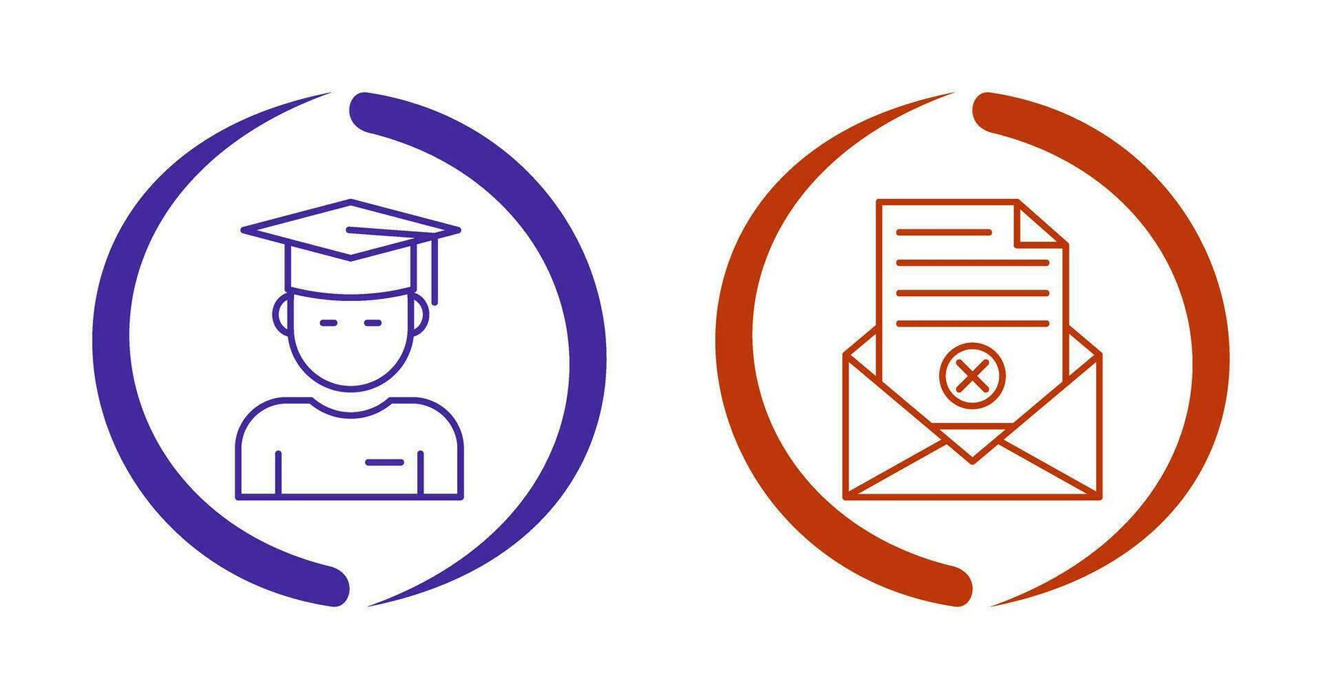 Graduate Student and Rejection Of A Letter Icon vector