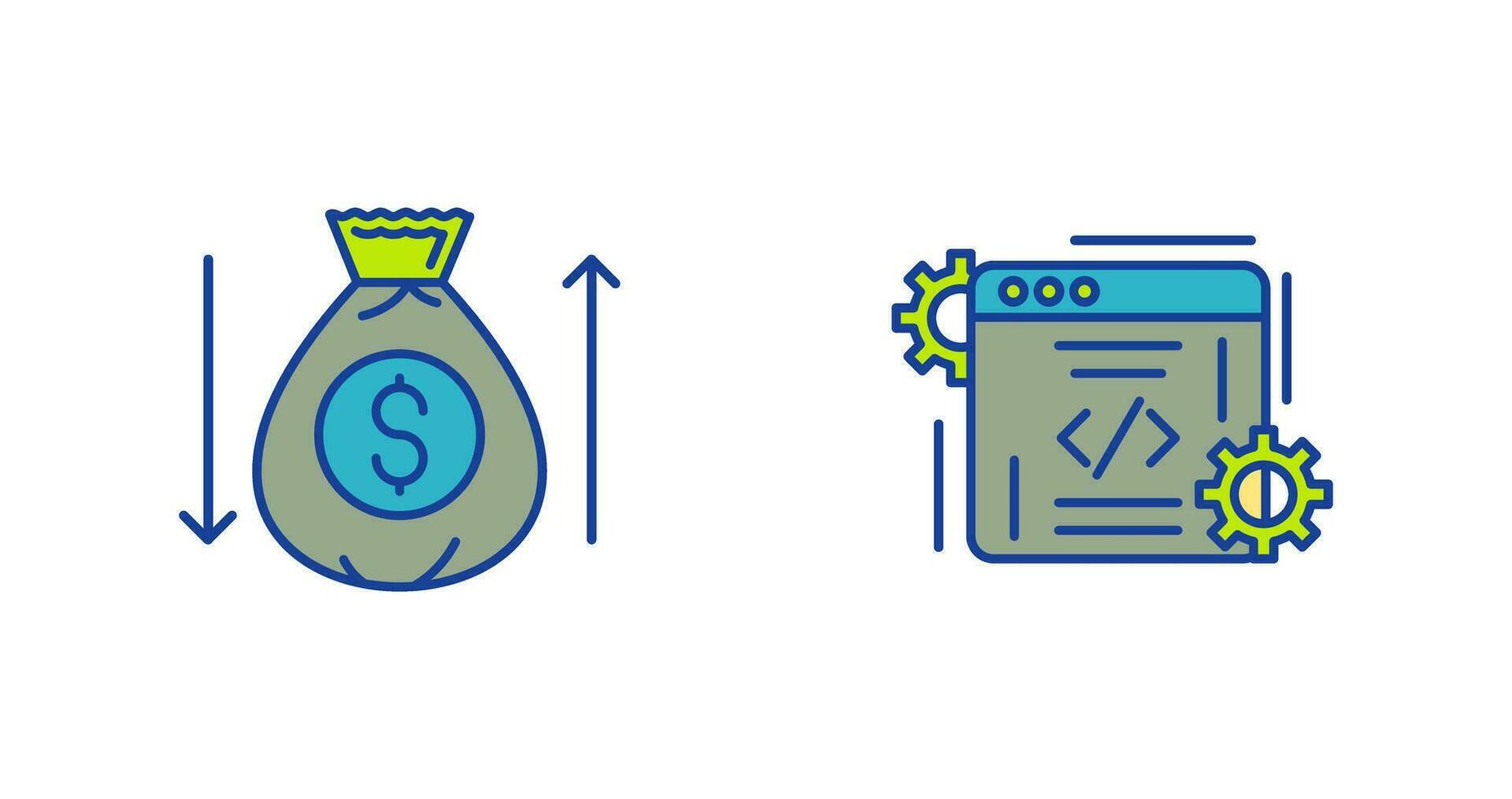 Money Bag and Coding Icon vector