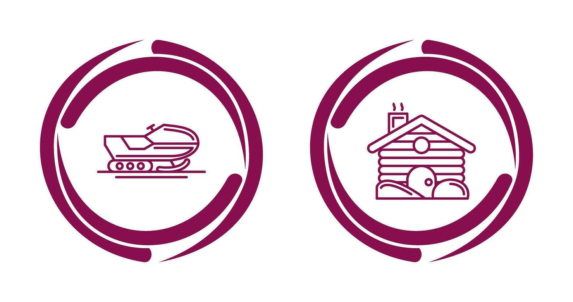 Snowmobile and Cabin Icon vector