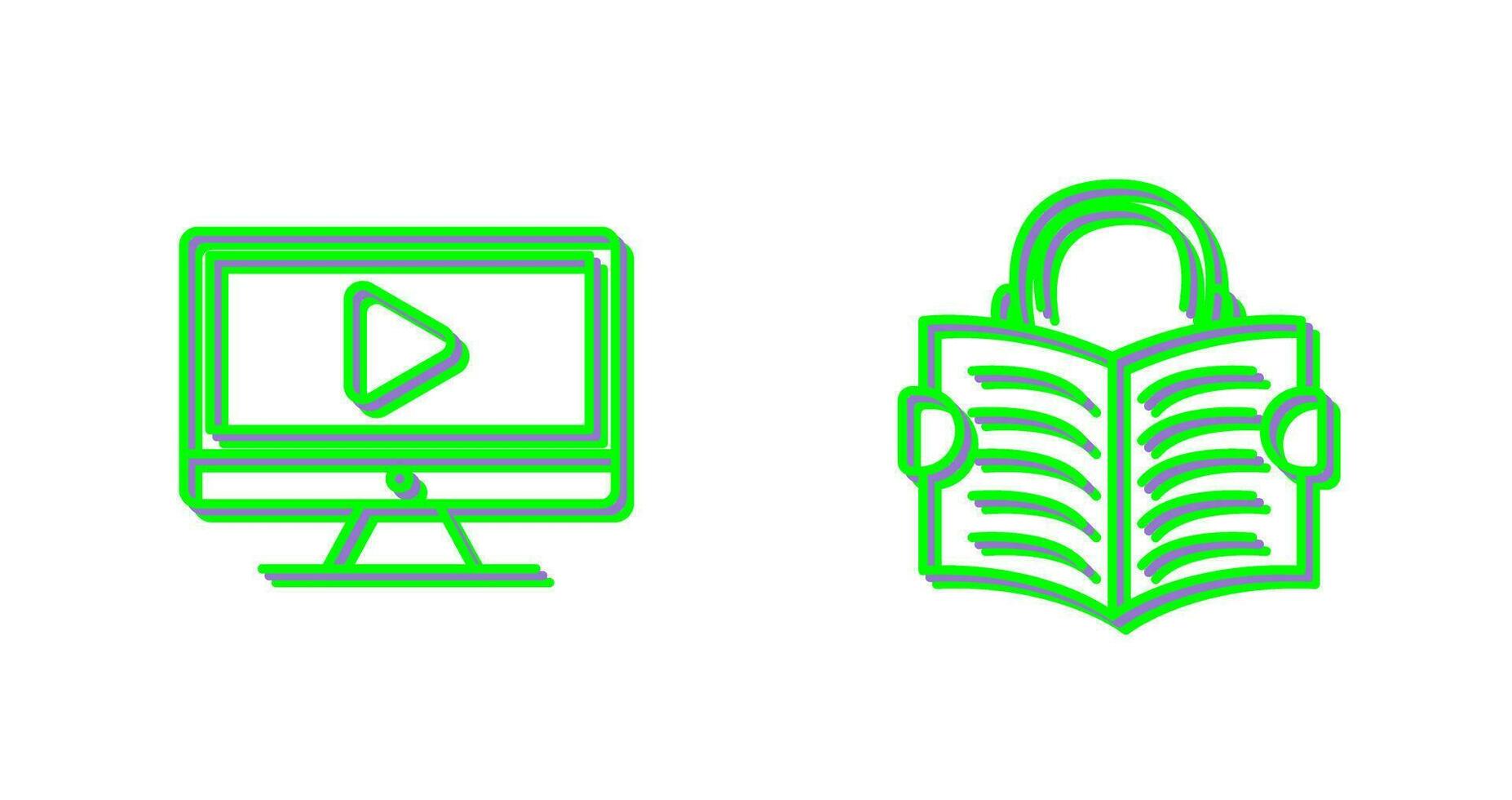 Video Lesson and Reading Icon vector