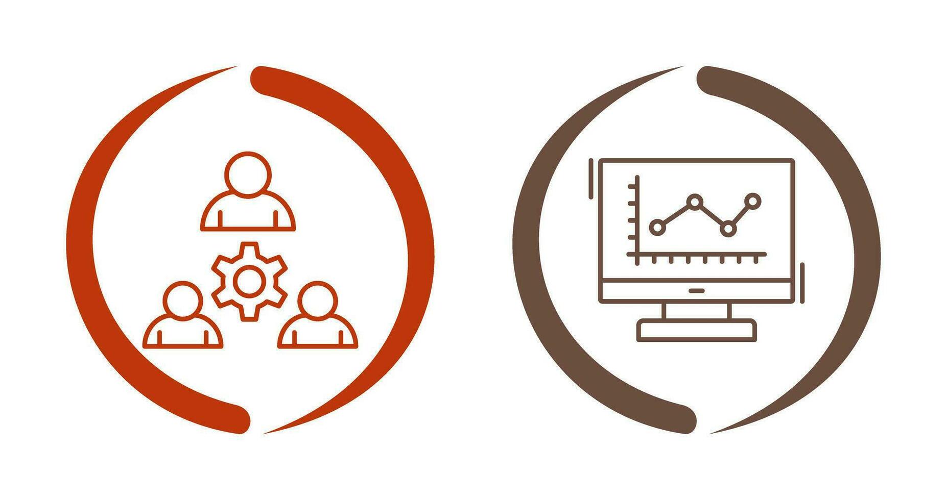 Teamwork and Line Chart Icon vector