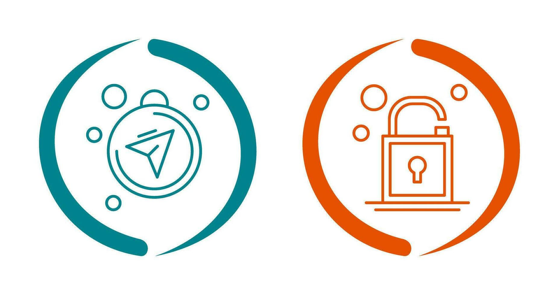 Compass and Open Lock Icon vector