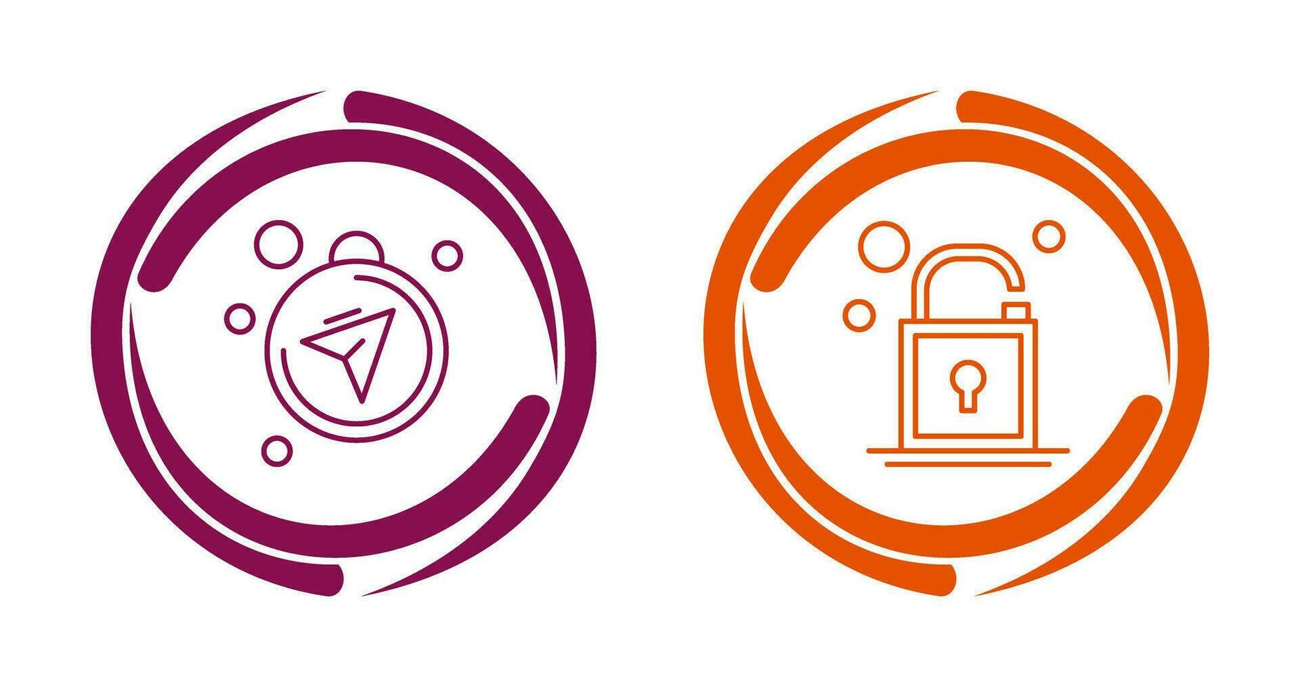 Compass and Open Lock Icon vector