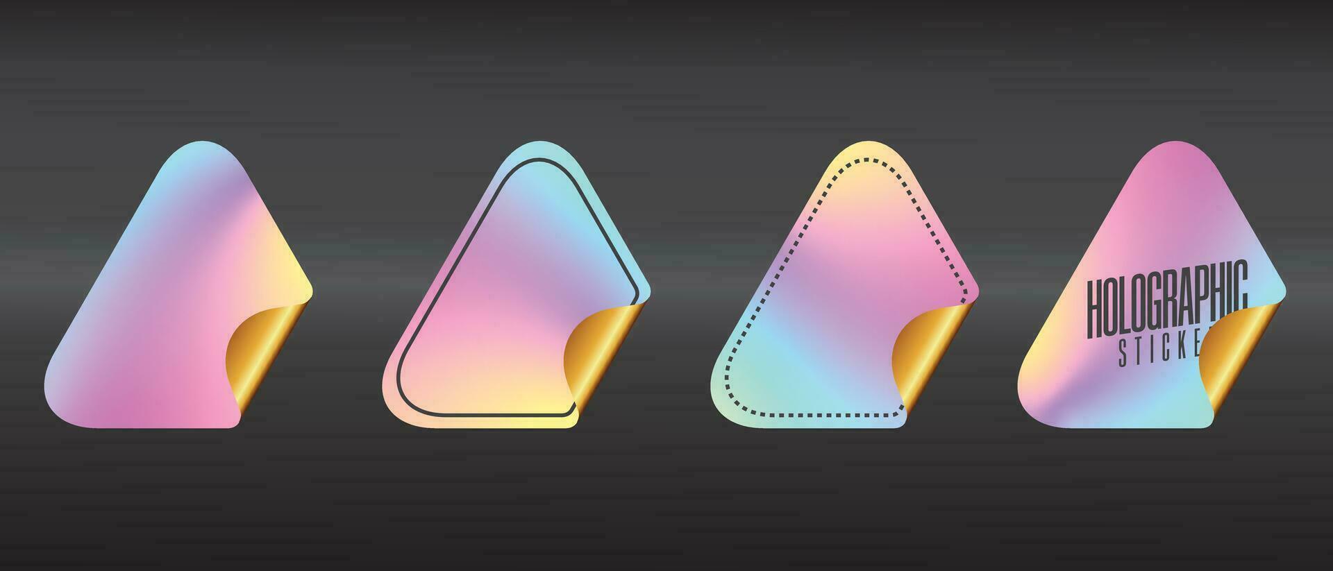 Holographic sticker for gifts, colorful design vector