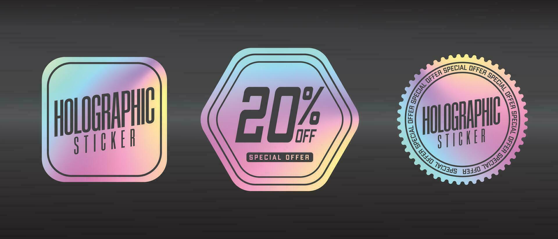 Holographic stickers and label with print ready in shapes vector