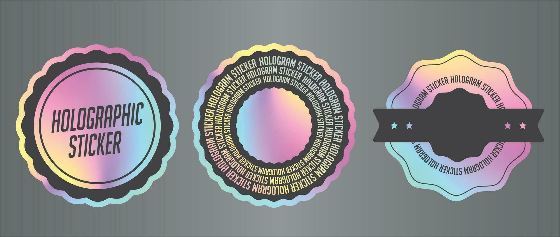 Holographic stickers and label with print ready in shapes vector