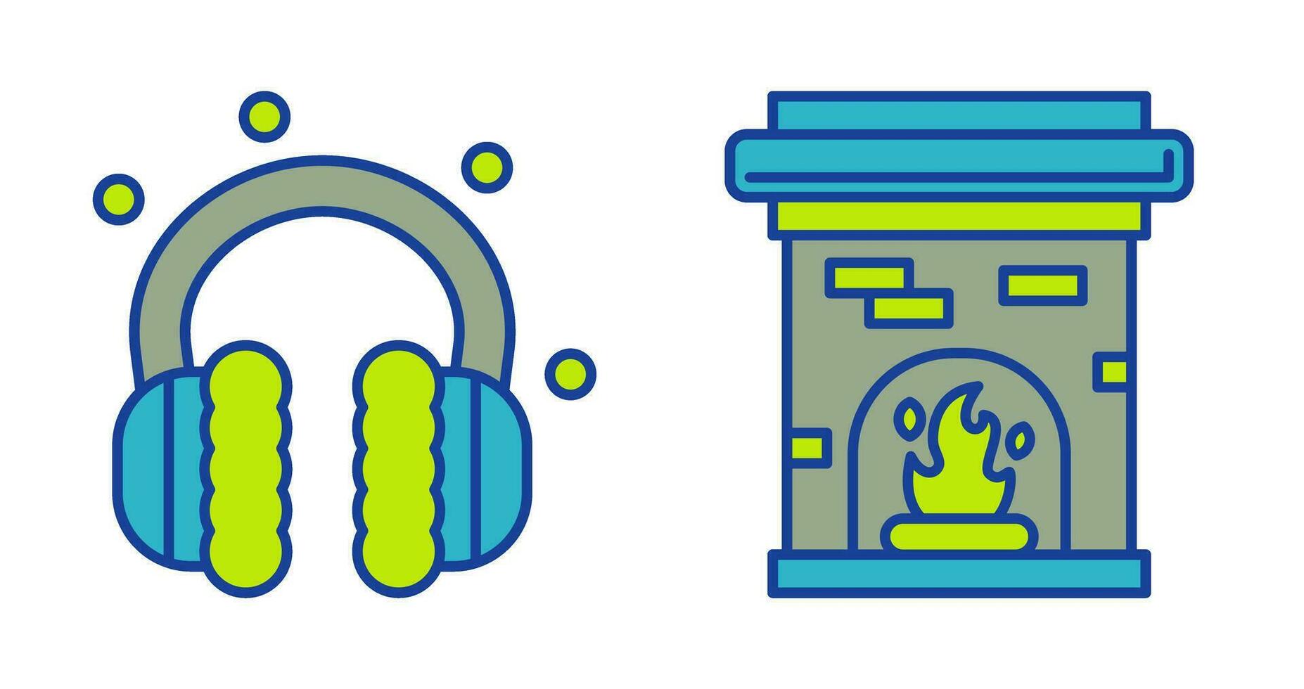 Earmuff and Fireplace Icon vector