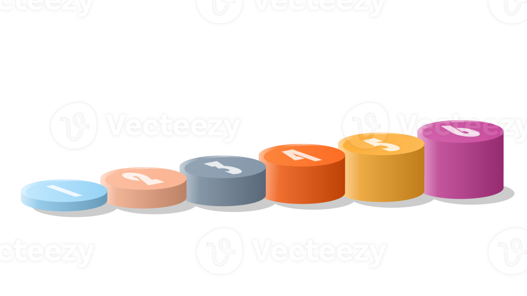 Bar chart circle 3d, Infographics elements diagram with 6 steps. png