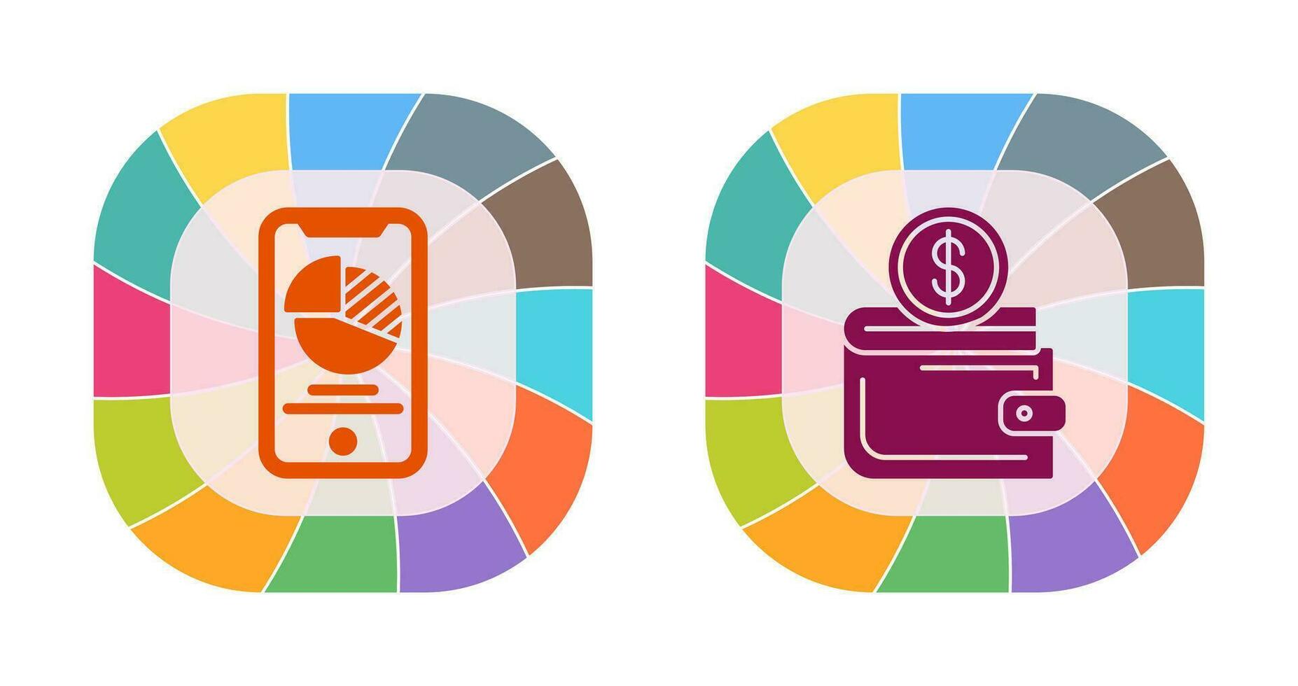 Pie Chart and Wallet Icon vector