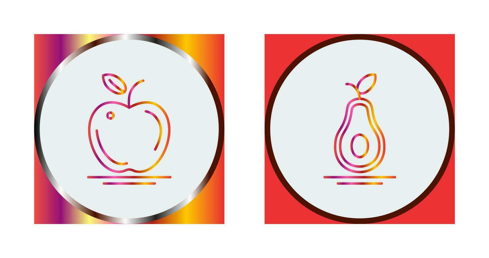 manzana y aguacate icono vector