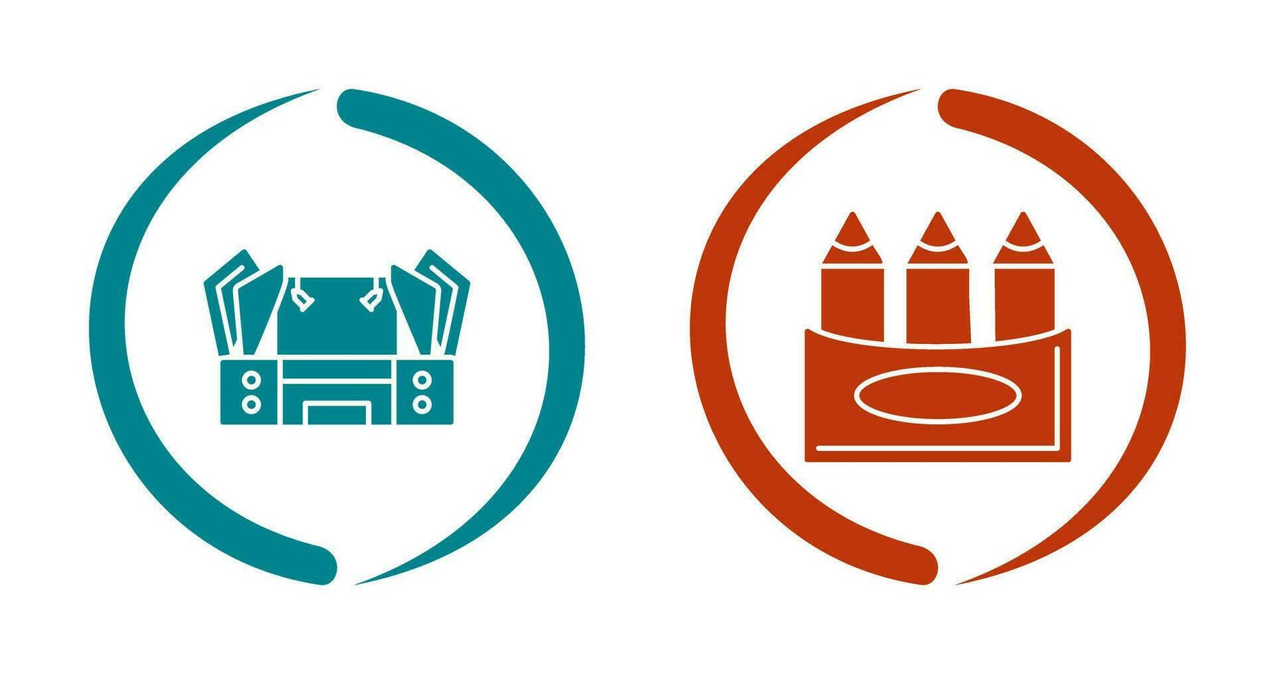 etapa y lápices de color icono vector