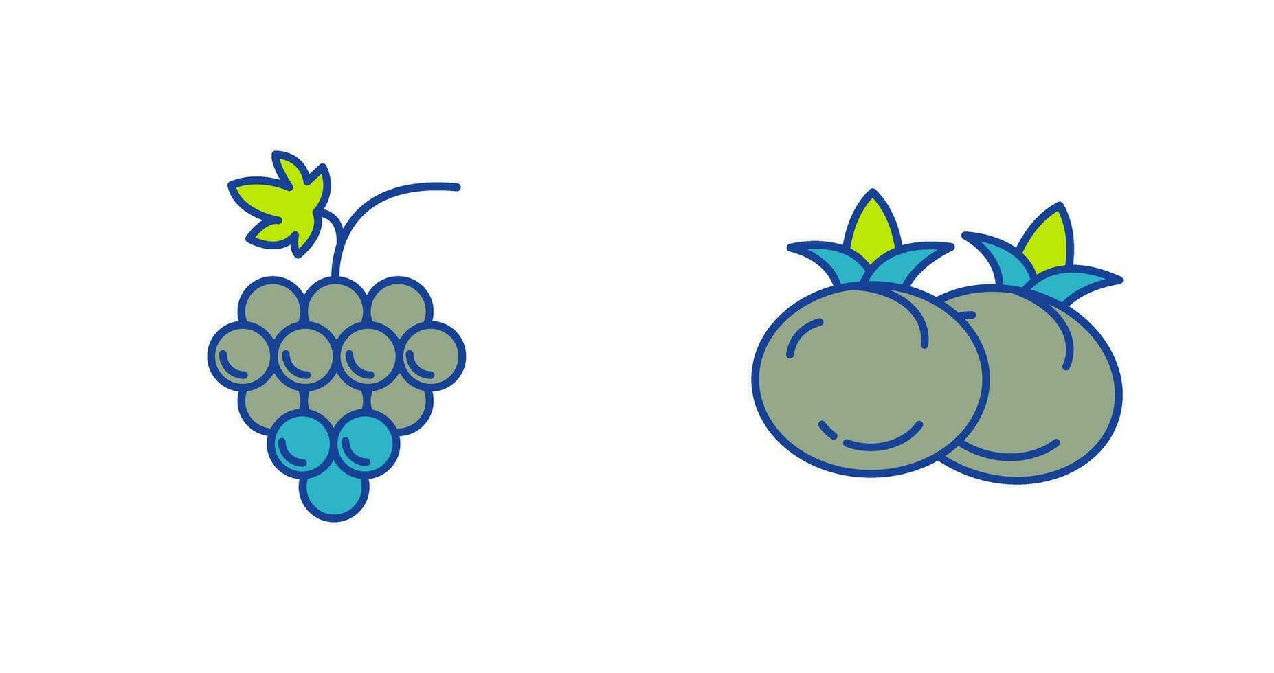 uvas y tomate icono vector