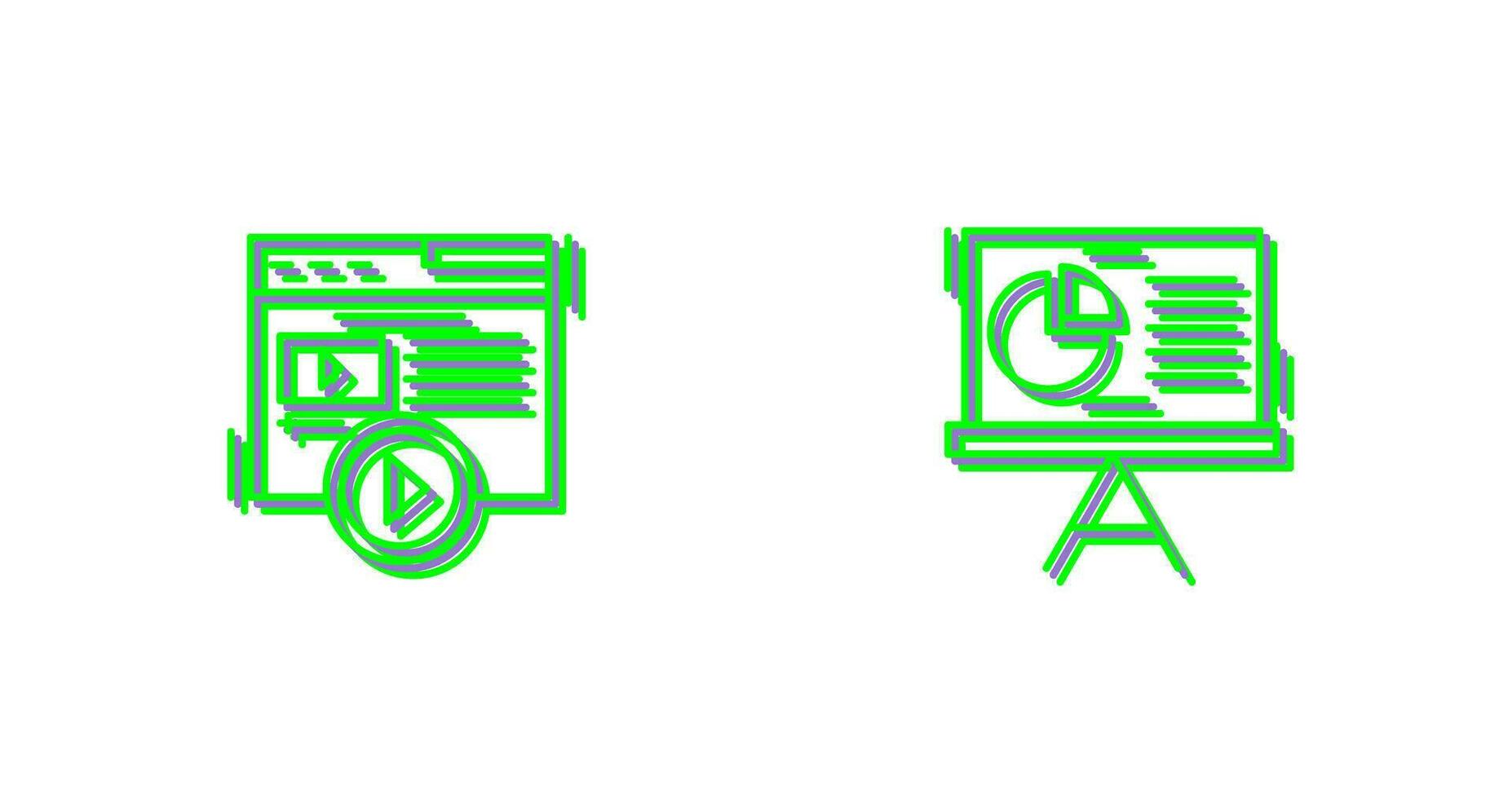 Video Content and Pie Chart Icon vector